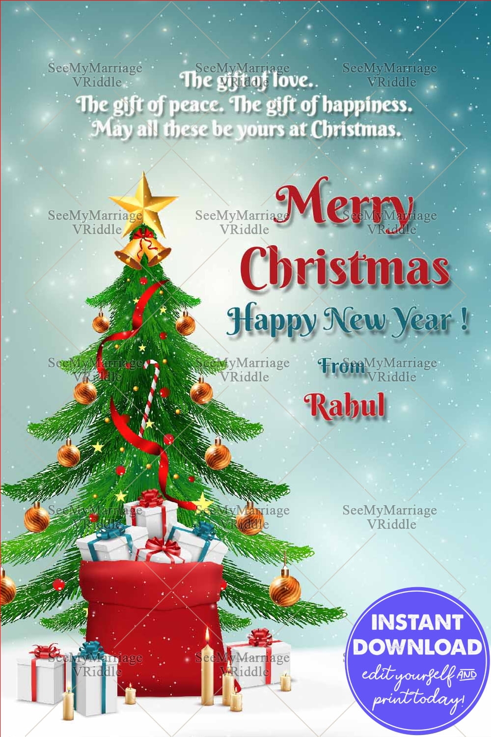 Merry Christmas And Happy New Year Greeting Card VRiddle