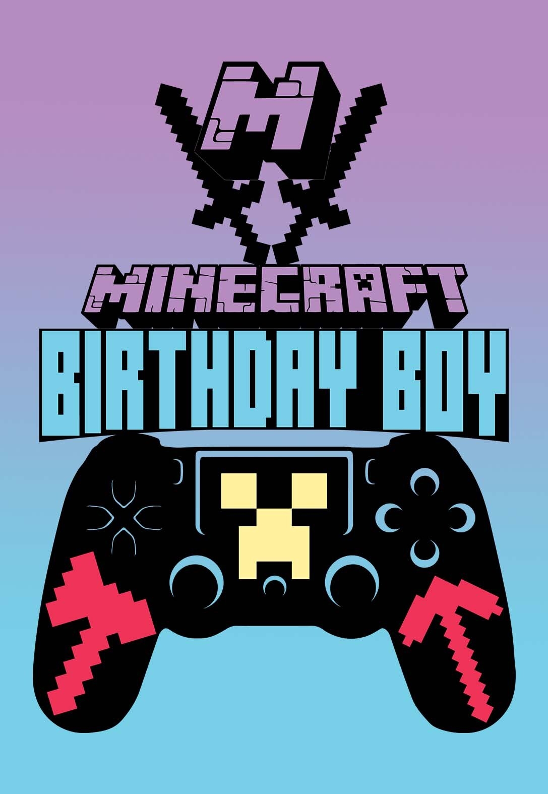 free printable minecraft birthday card