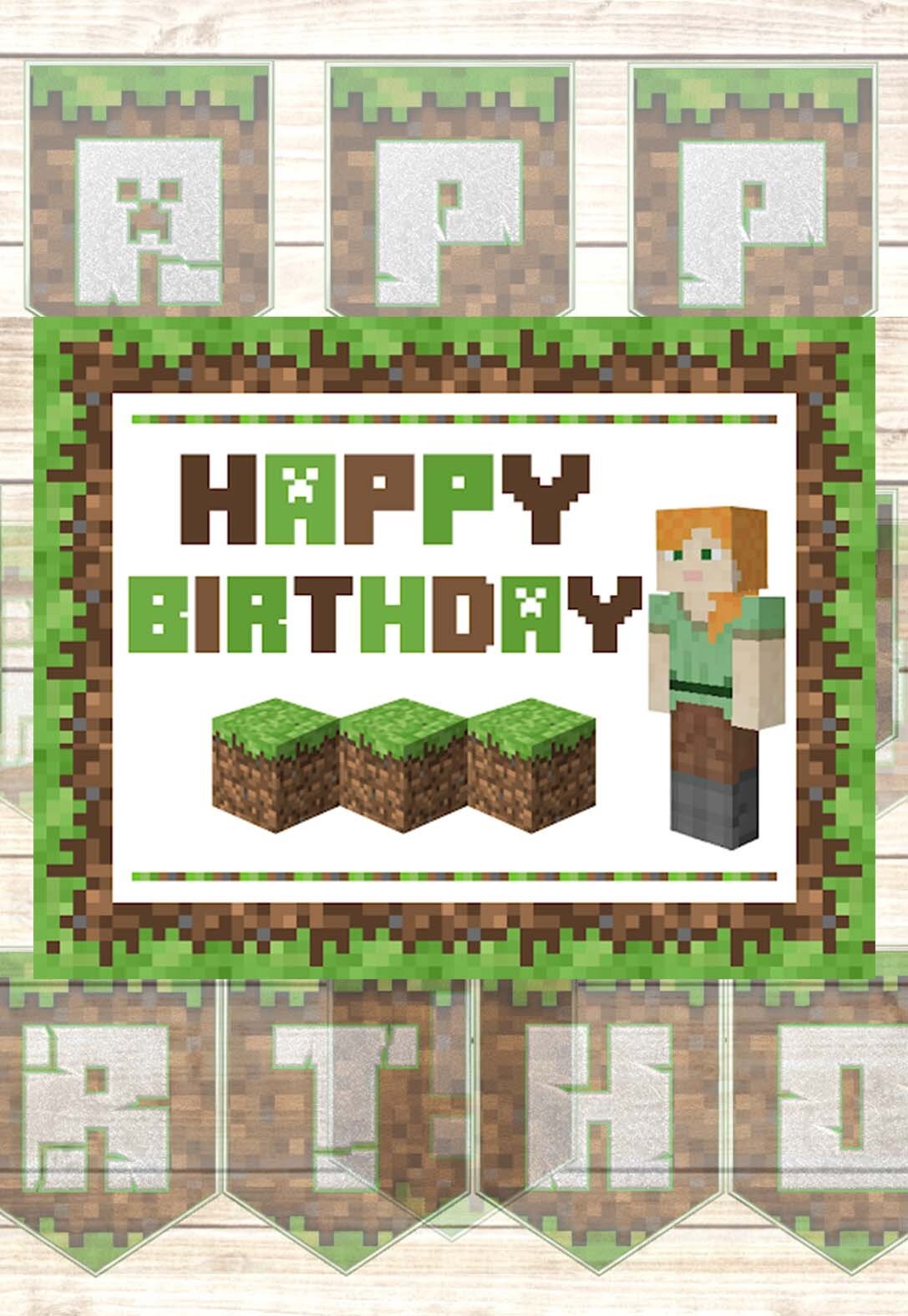 Minecraft Printable Birthday Cards free PRINTBIRTHDAY CARDS