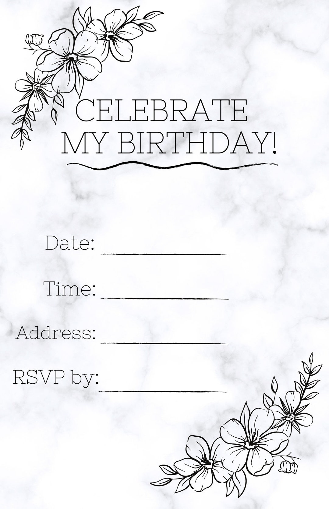 Minimalist Birthday Party Invite DIGITAL Download Invite Template Ready To Print Etsy