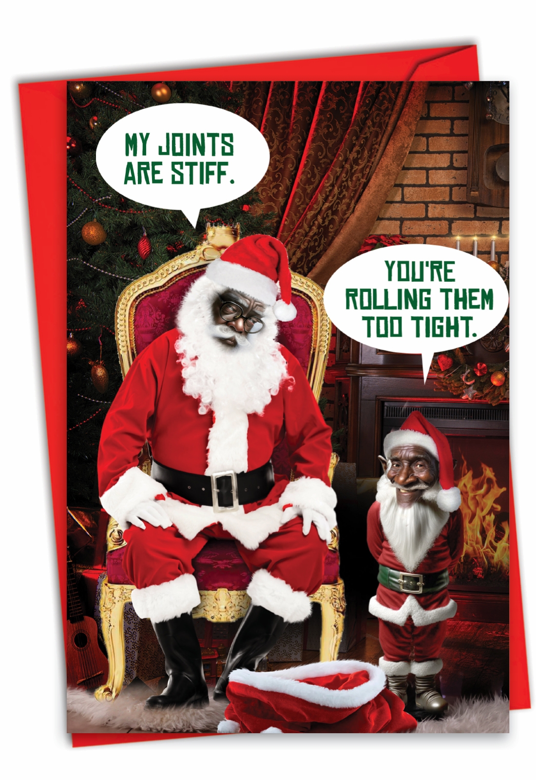 Nobleworks Hilarious Christmas Paper Card With 5 X 7 Inch Envelope 1 Card Merry Christmas Holiday Unlit Black Santa Stiff Joints C10244XSG ET