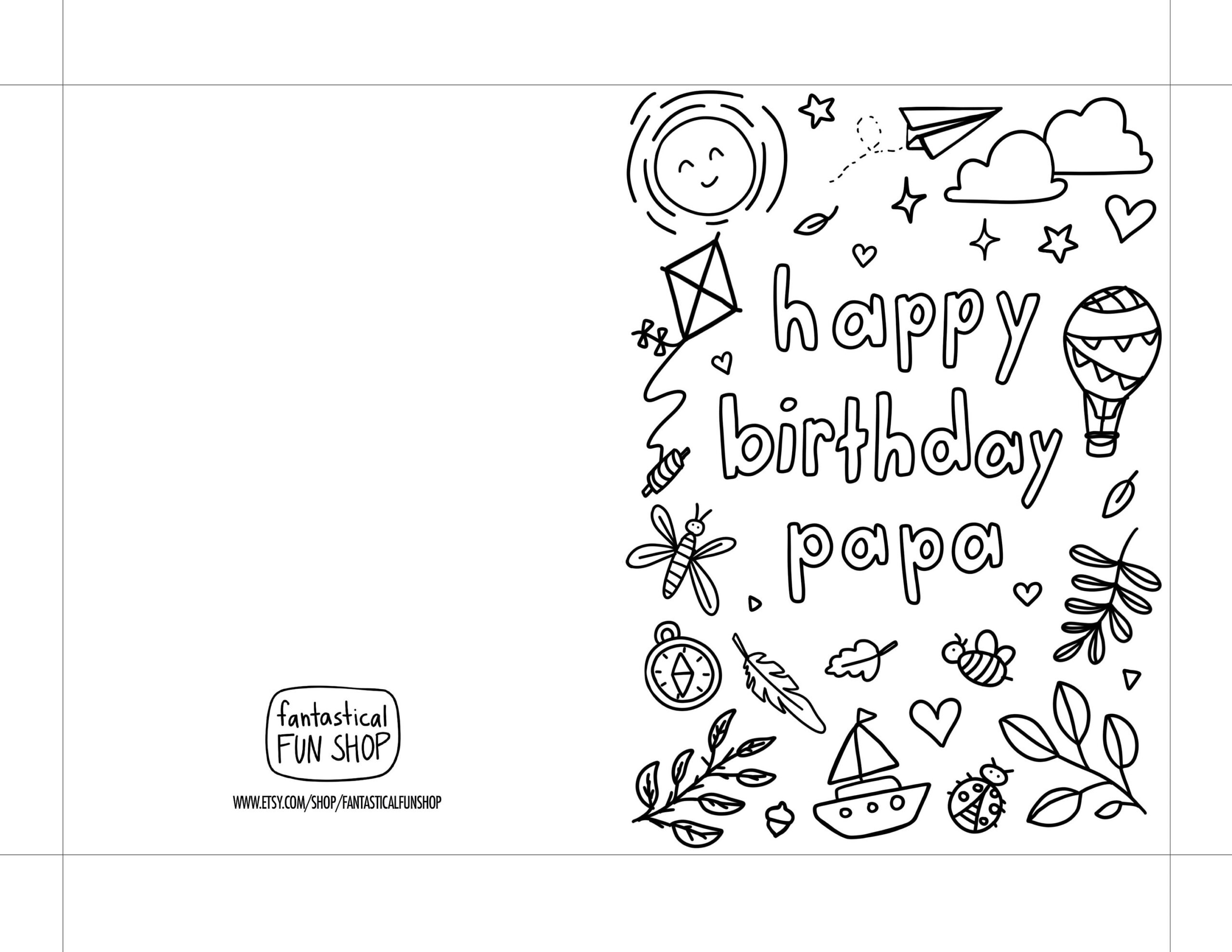 Papa Birthday Card Colorable Gift From Grandchild 5x7 Digital Papa Birthday Card Colorable Gift From Grandchild 5x7 Digital