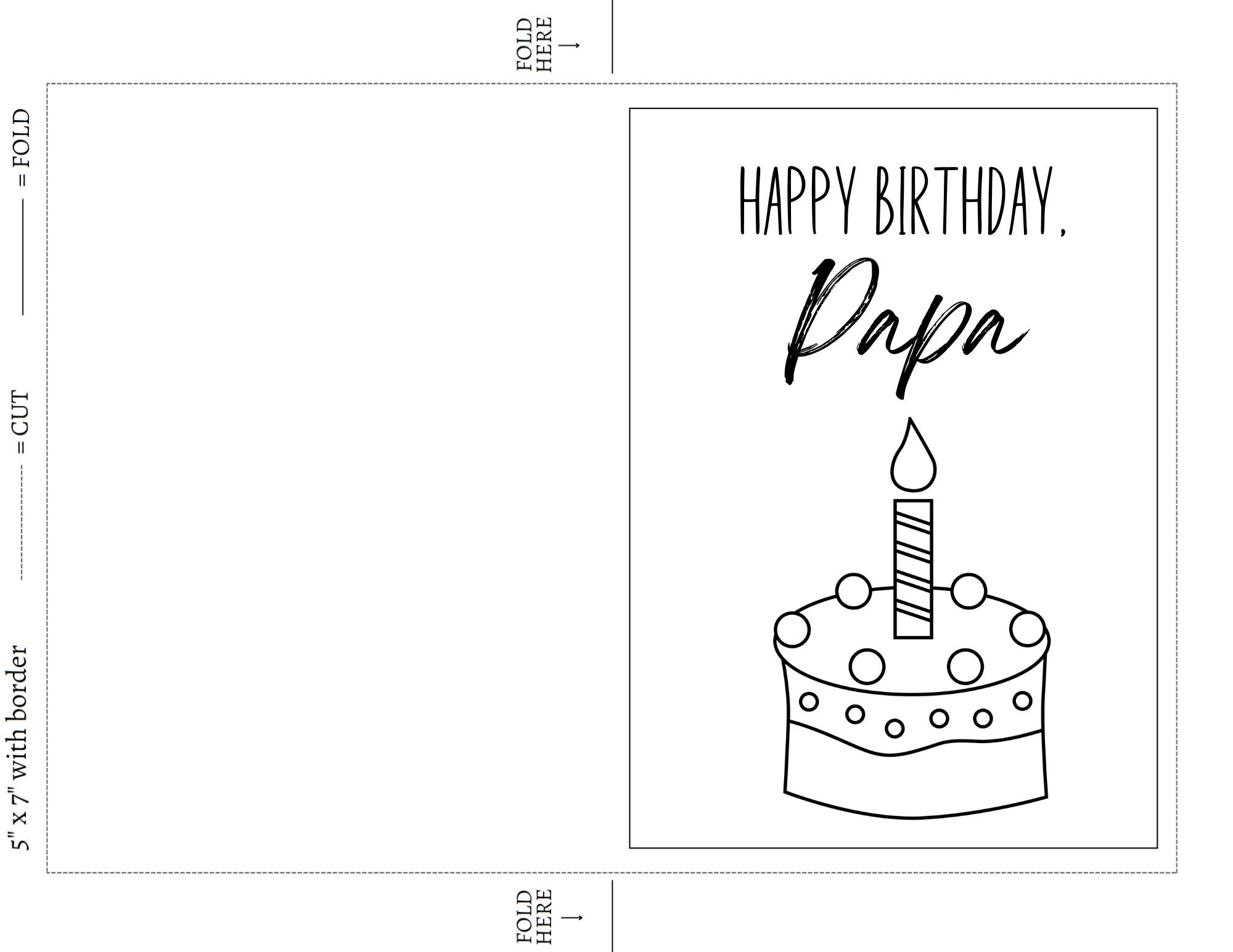 Papa Birthday Coloring Card 5x7 Printable With Envelope PDF Etsy