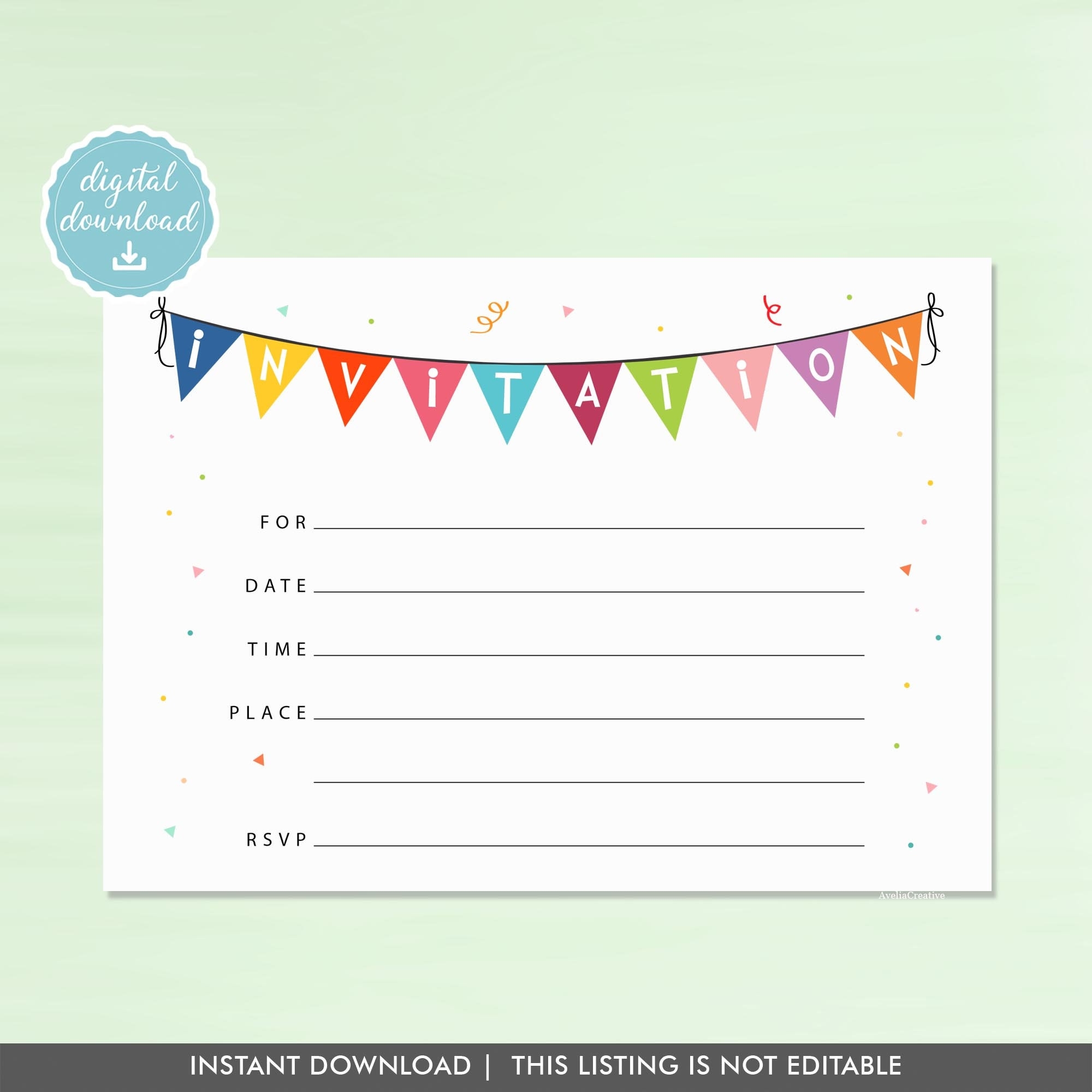 Blank Printable Birthday Invitations