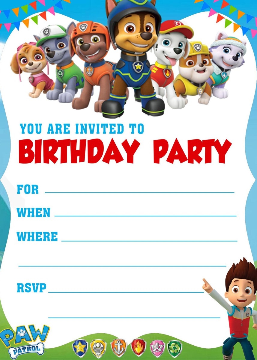 free printable blank paw patrol birthday invitations