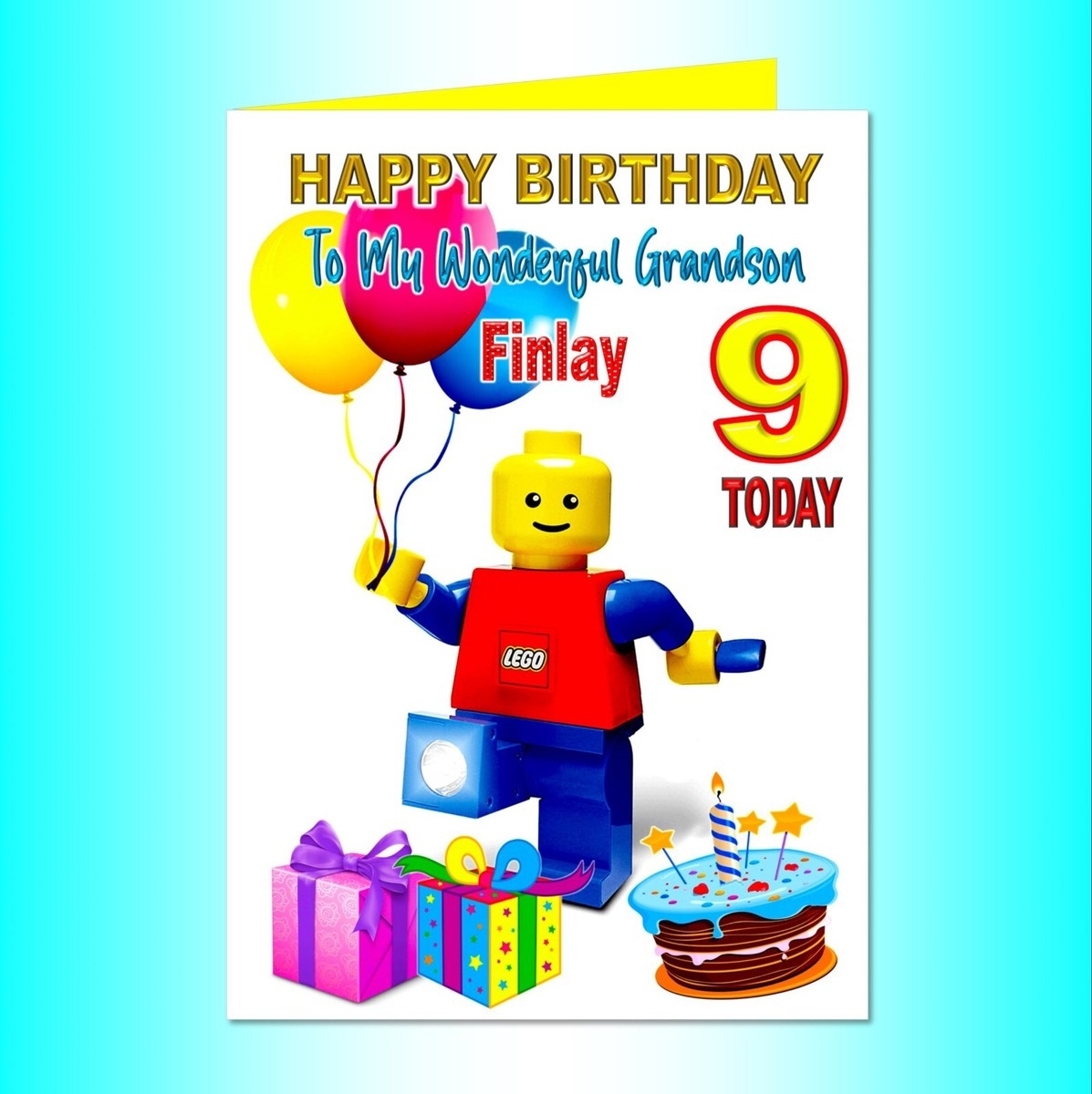 Personalised Child Birthday Card Building Bricks Blocks Man 