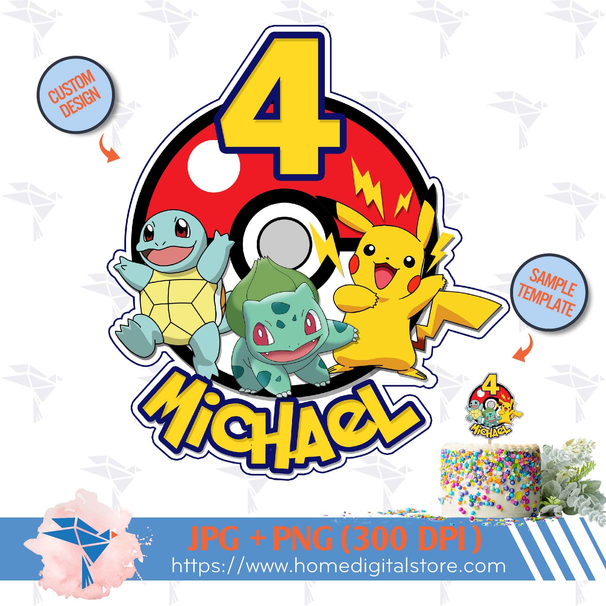 Pokemon Birthday Cake Topper PNG JPG Pokemon Birthday Cake Topper PNG JPG