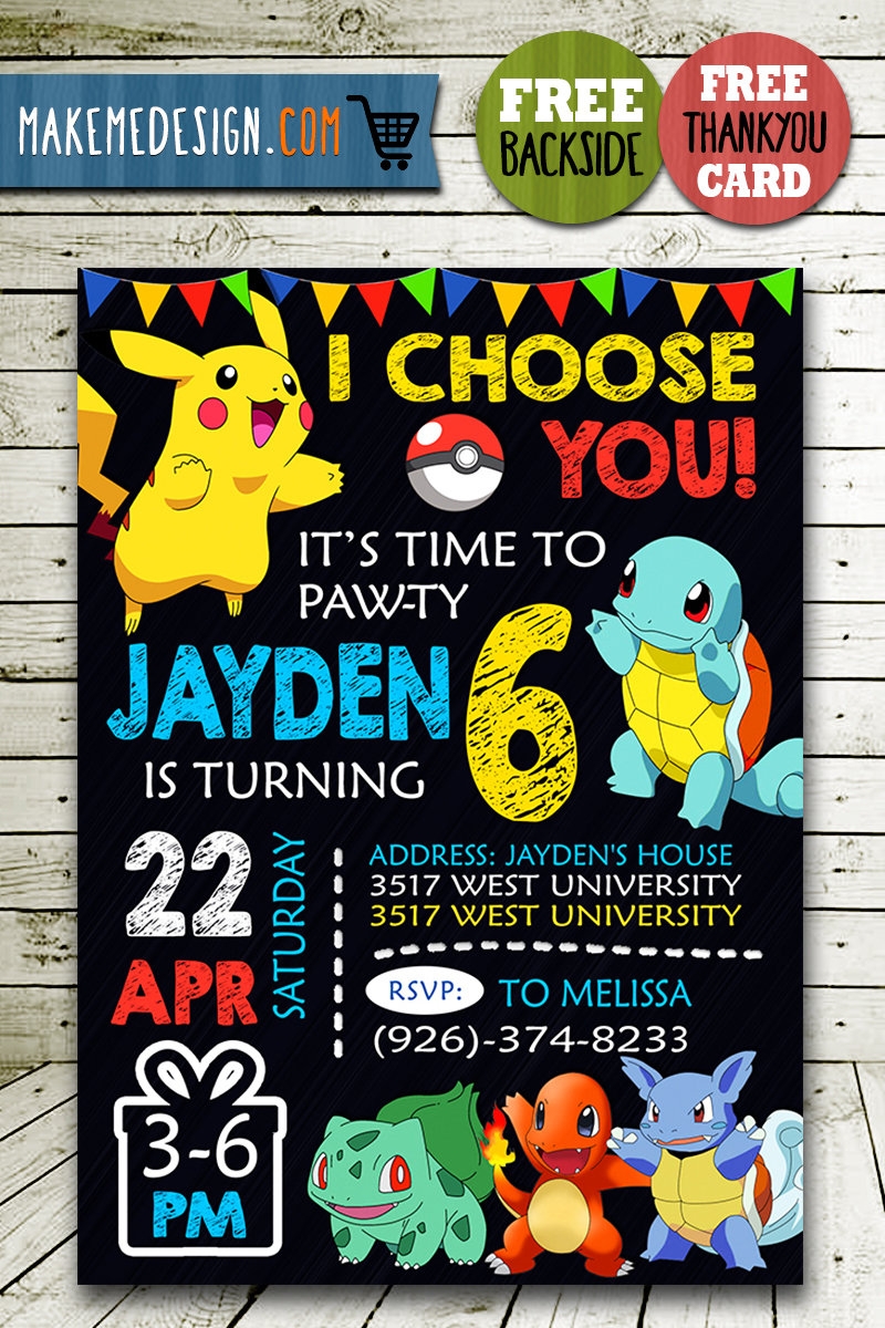 Pokemon Birthday Invitations Template Pokemon Invite
