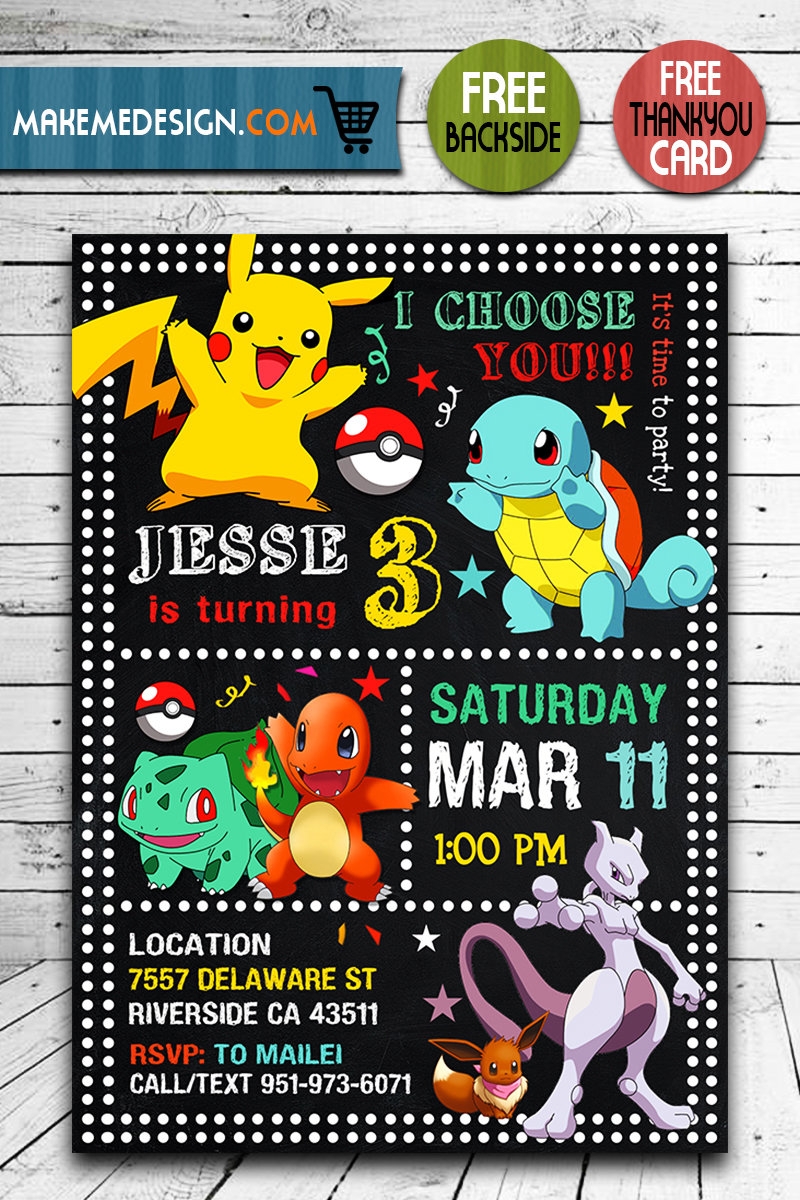 Pokemon Birthday Invites Pokemon Invite Pokemon Birthday Invites Pokemon Invite
