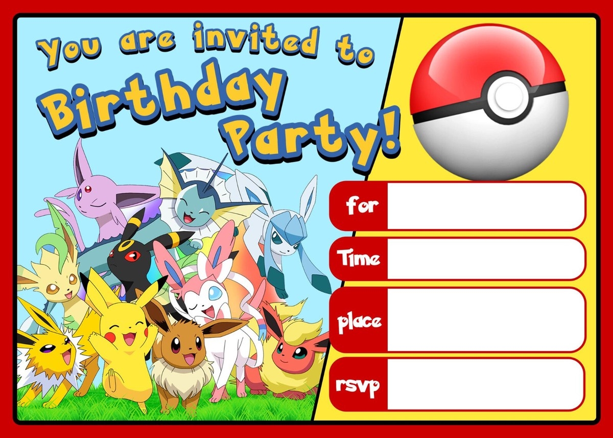 POKEMON Invitations Birthday Party Invites A5 FREE NEXT DAY