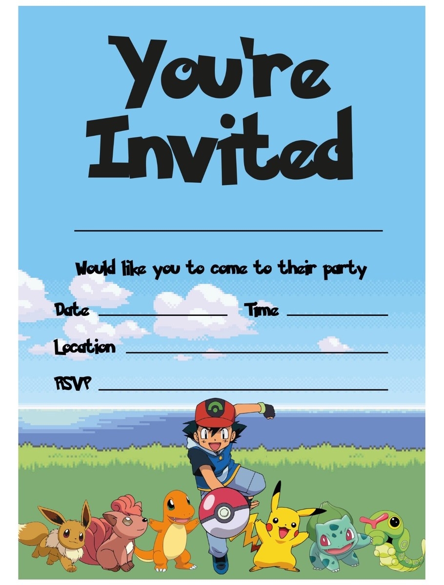 POKEMON THEME BIRTHDAY PARTY INVITATIONS POKEMON INVITES CHILDREN POKEMON THEME BIRTHDAY PARTY INVITATIONS POKEMON INVITES CHILDREN