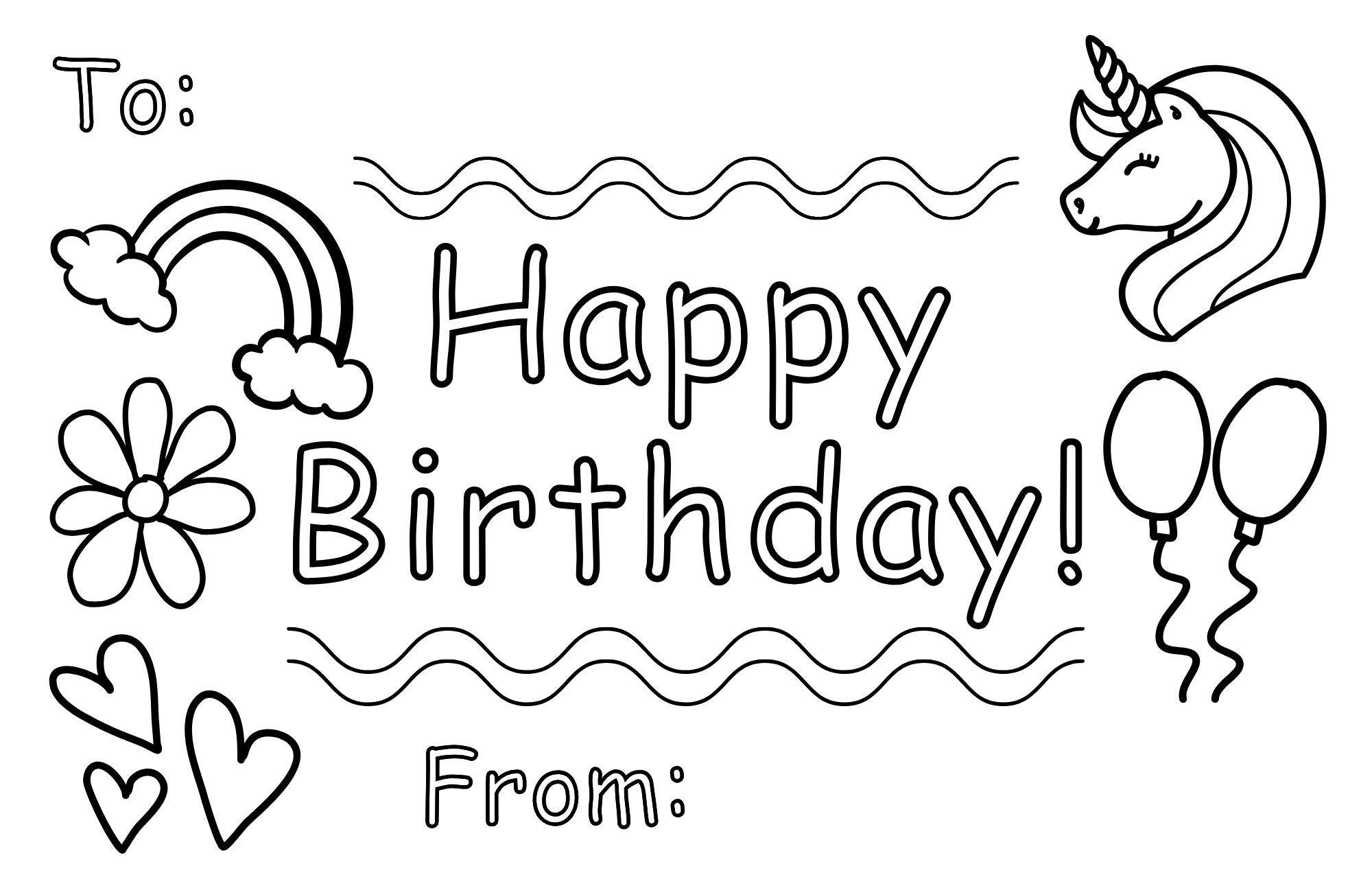 Printable And Coloring Birthday Card For Kids DIY Birthday Card 