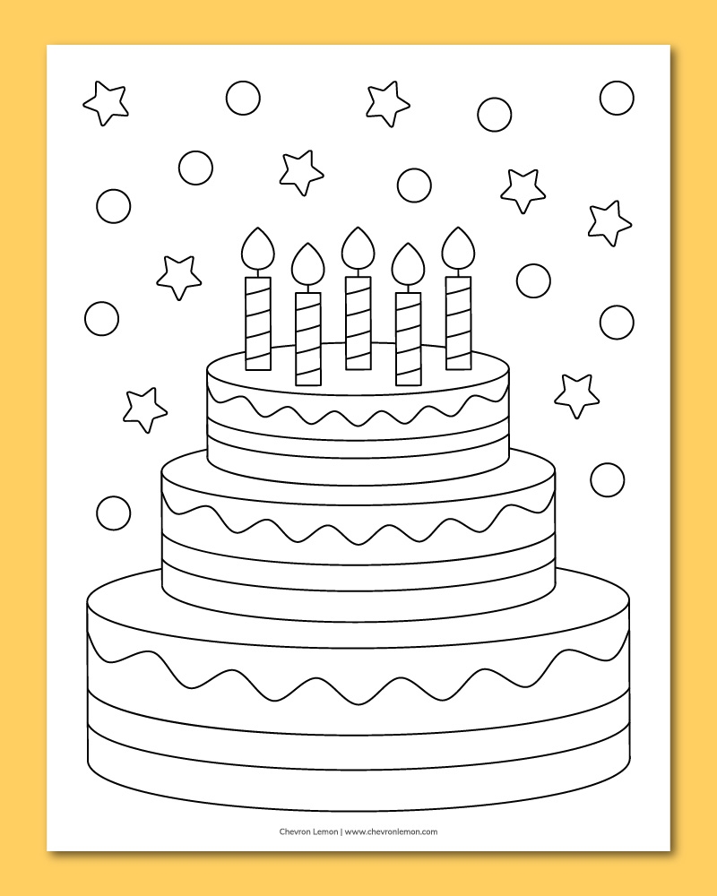Printable Birthday Cake Coloring Page