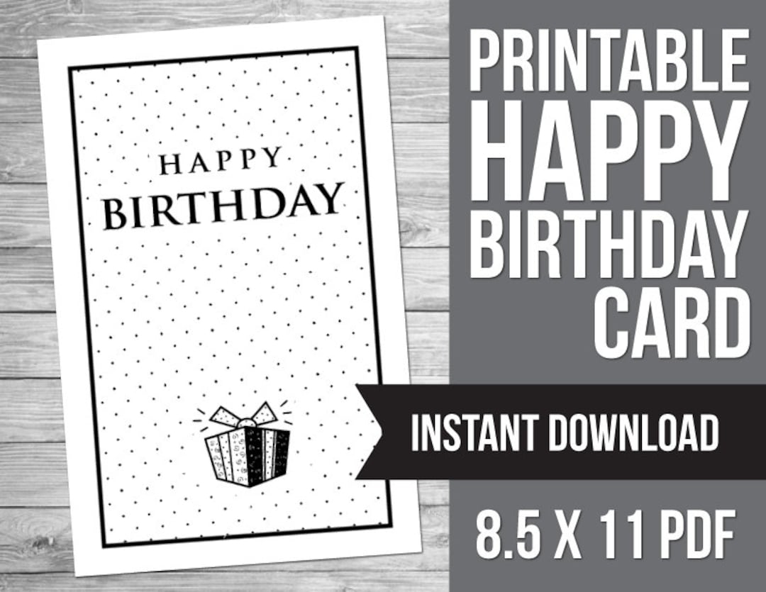 Black And White Free Printable Birthday Cards