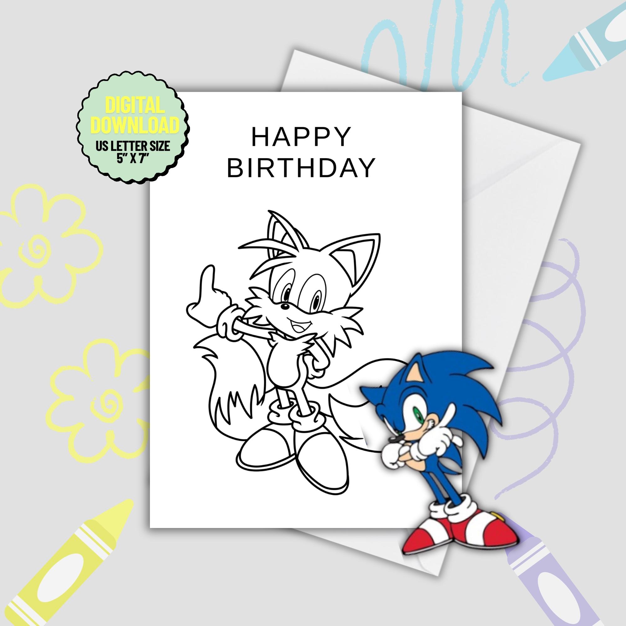 Printable Birthday Card With Sonic Character Kids Birthday Card