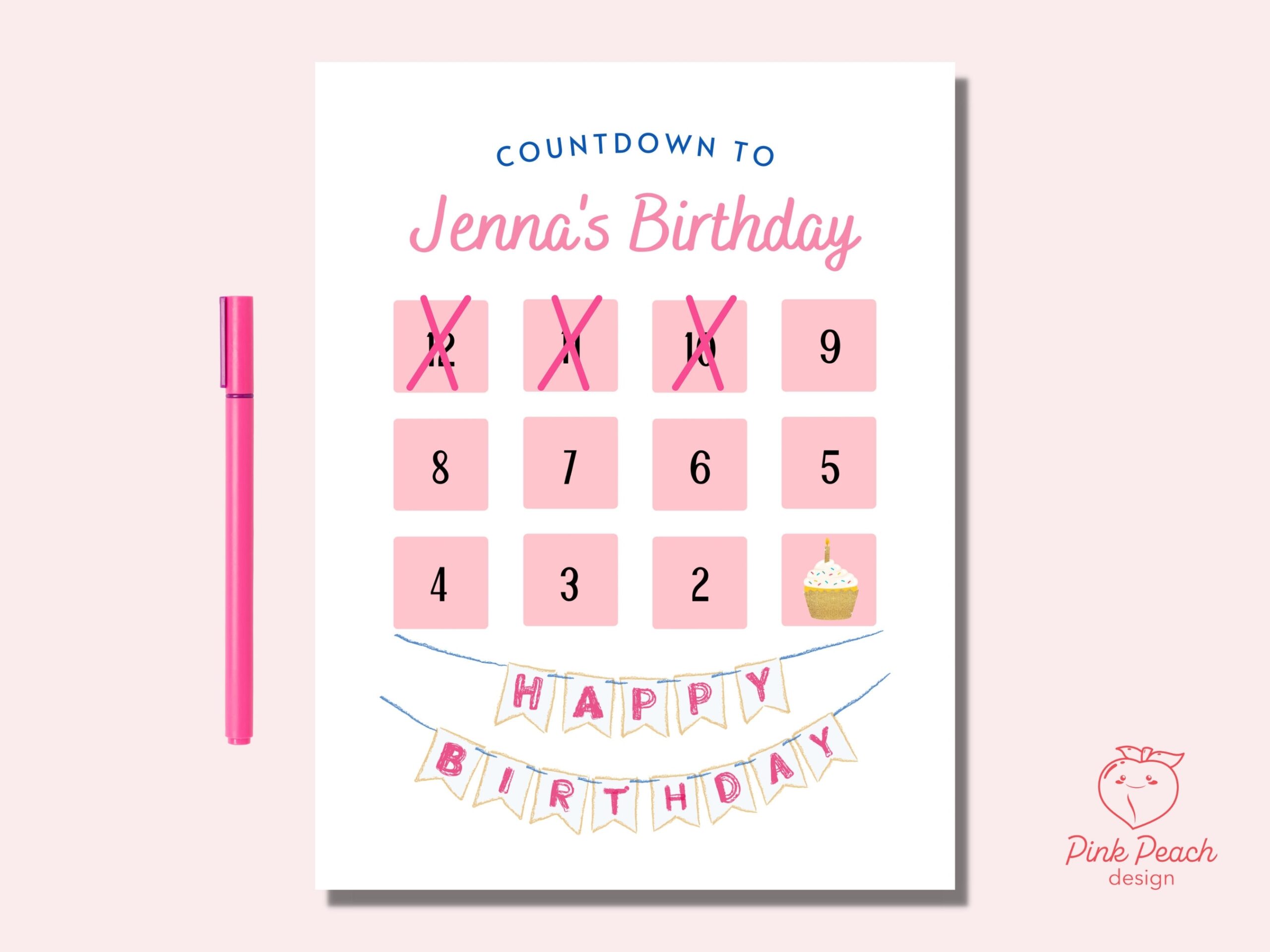PRINTABLE Birthday Countdown Calendar For Children Interactive Counting Birthday Activity Learning Numbers Etsy New Zealand