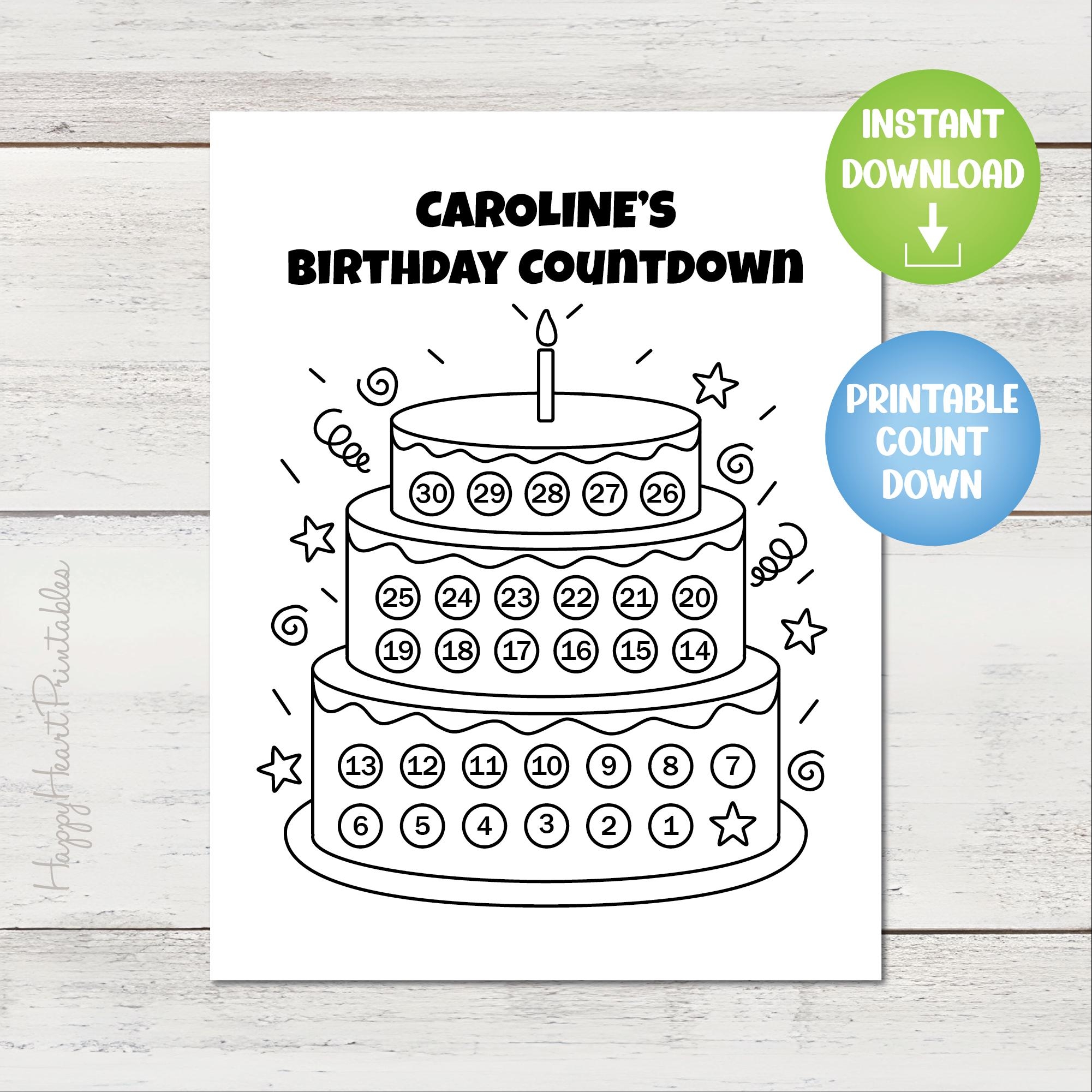 Printable Birthday Countdown Personalize Editable PDF Etsy