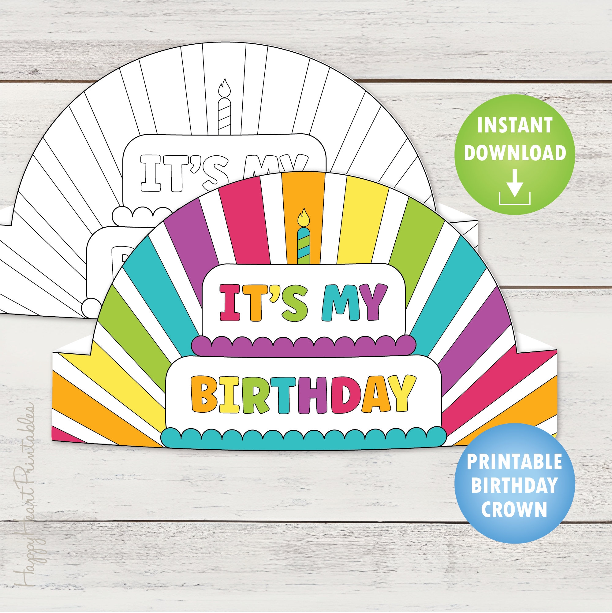 Printable Birthday Crown For Coloring Etsy