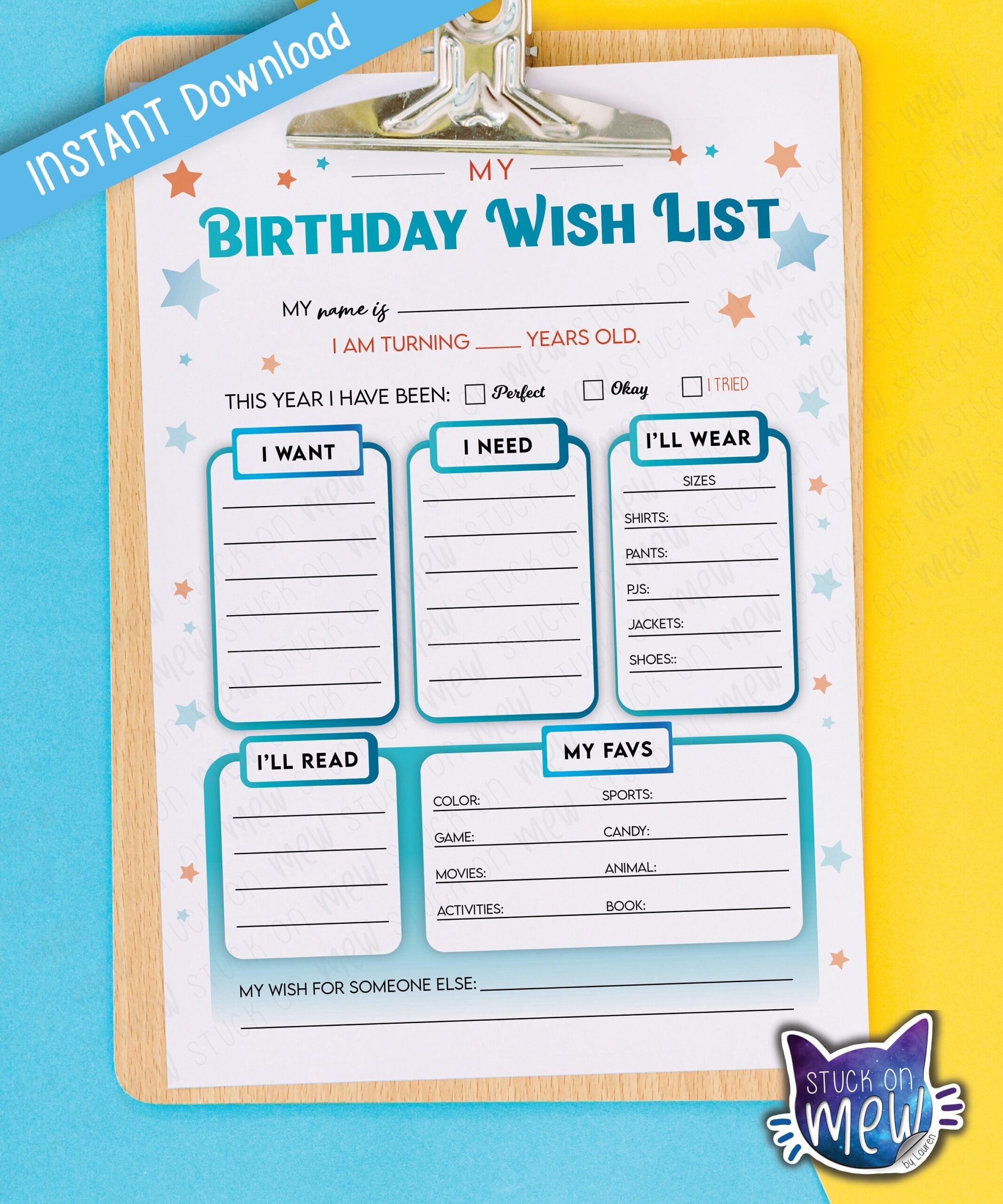 Printable Birthday Wish List