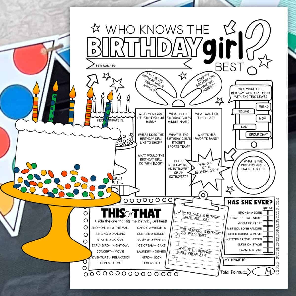 Printable Birthday Party Games And Ideas Sunshine And Rainy Days