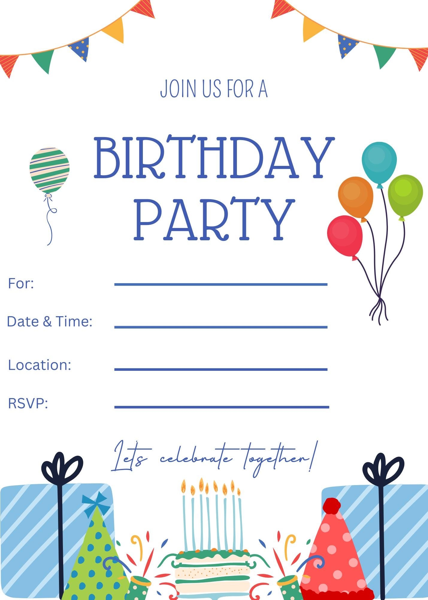 Printable Birthday Party Invitation Birthday Party Invitation Template Blank Party Invitation Teen Birthday Kid Birthday Party Invite Etsy Printable Birthday Party Invitation Birthday Party Invitation Template Blank Party Invitation Teen Birthday Kid Birthday Party Invite Etsy