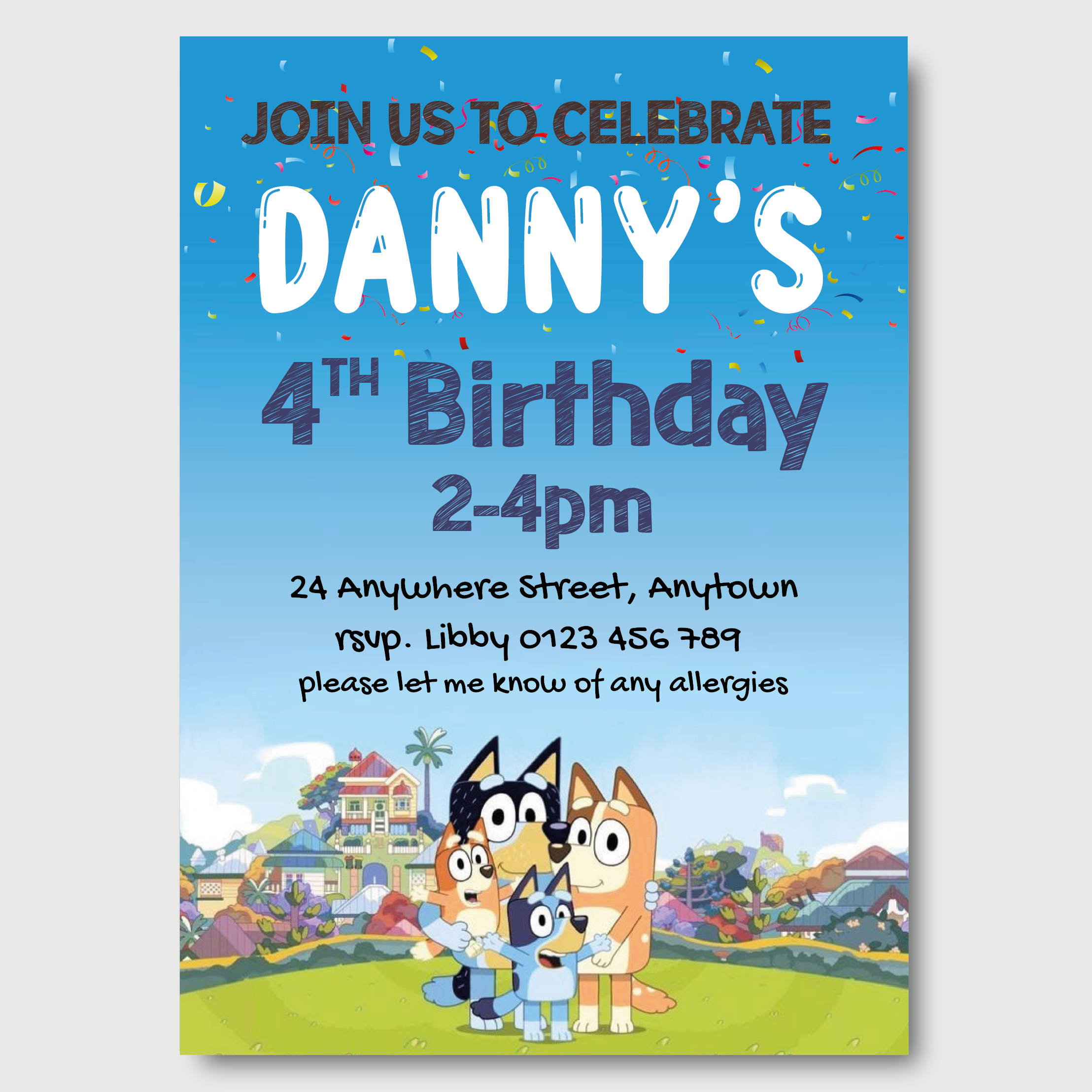 Printable Bluey Birthday Invitations