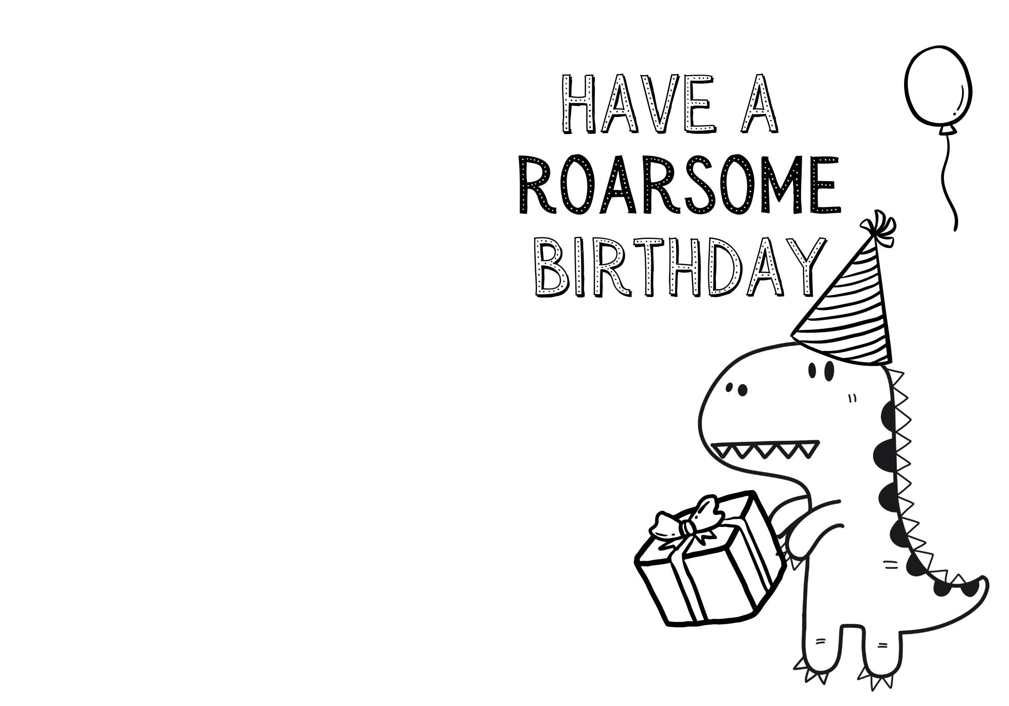 PRINTABLE Color in Dinosaur Birthday Card Children s DIY Roarsome Dino Birthday Coloring in Card DIY Download Print U0026 Color Etsy