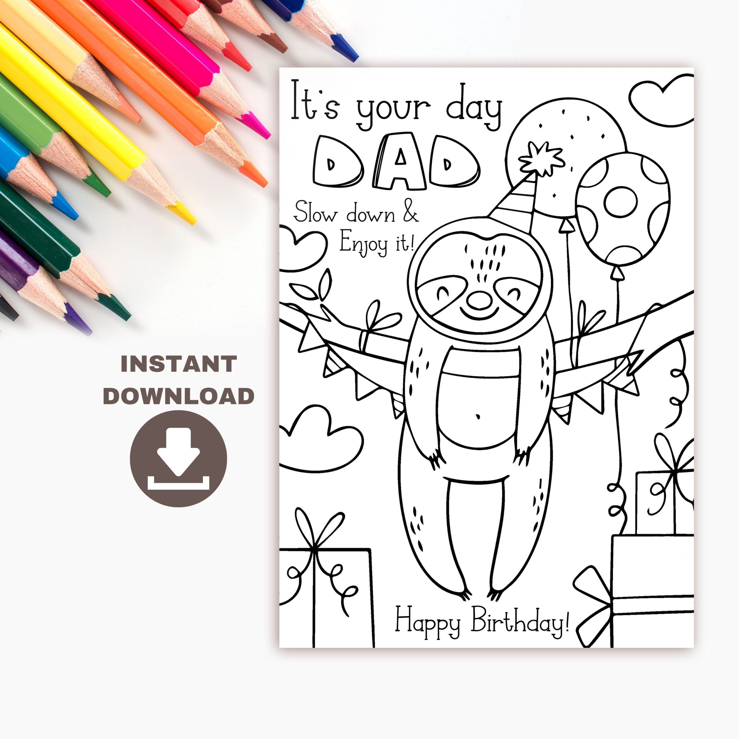 foldable printable birthday cards to color for dad