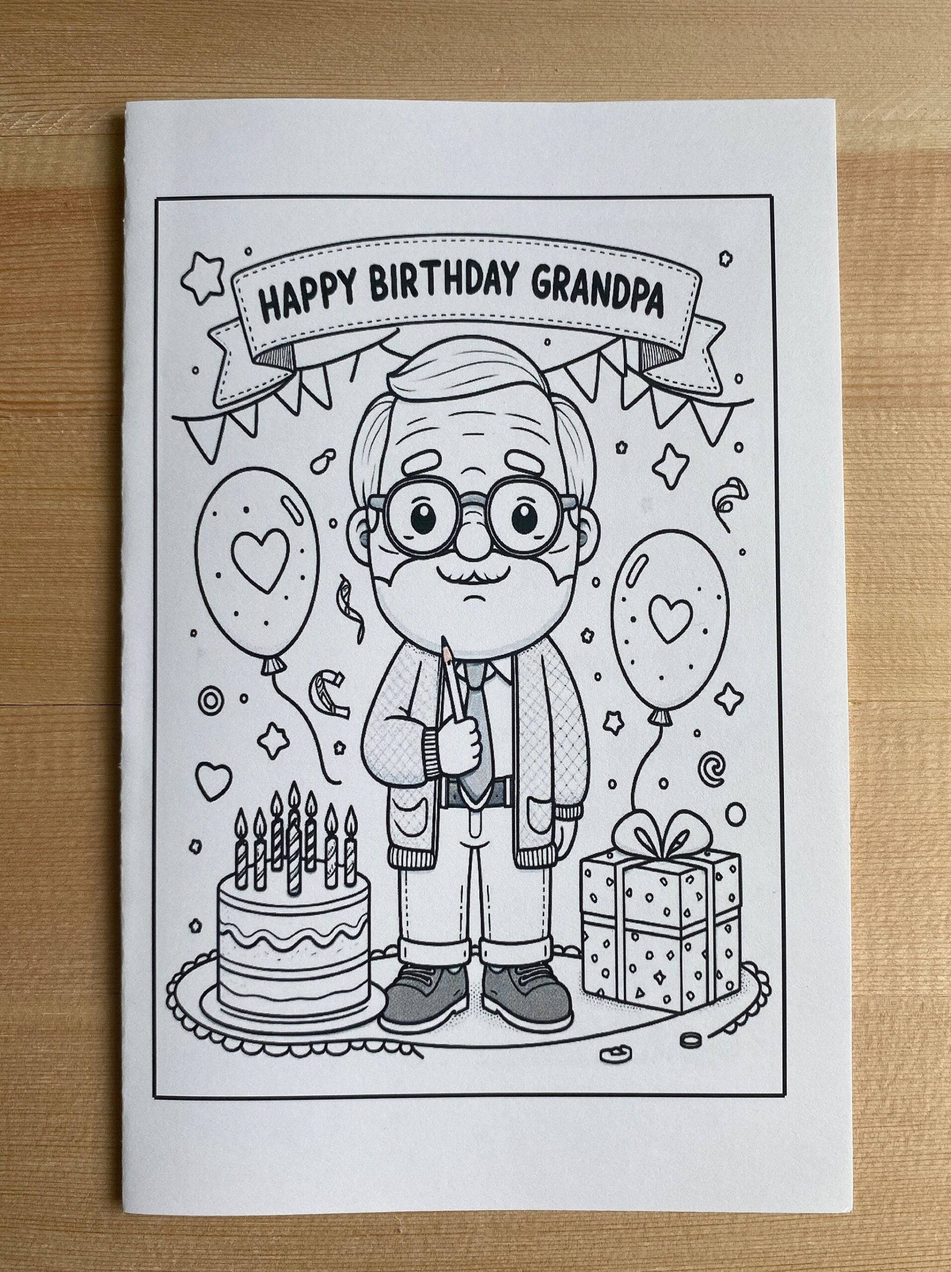 Printable Coloring Grandpa Birthday Card Best Grandpa Card Instant Download