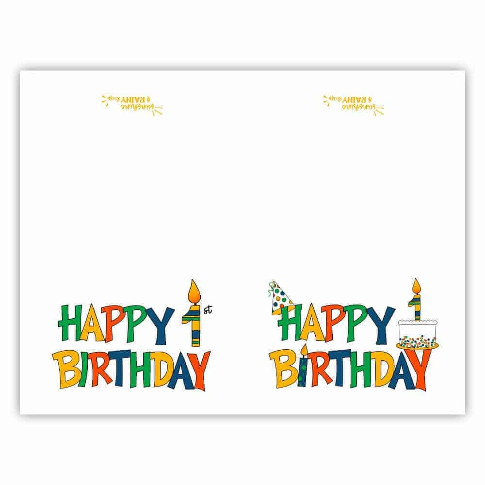 Printable First Birthday Card Sunshine And Rainy Days
