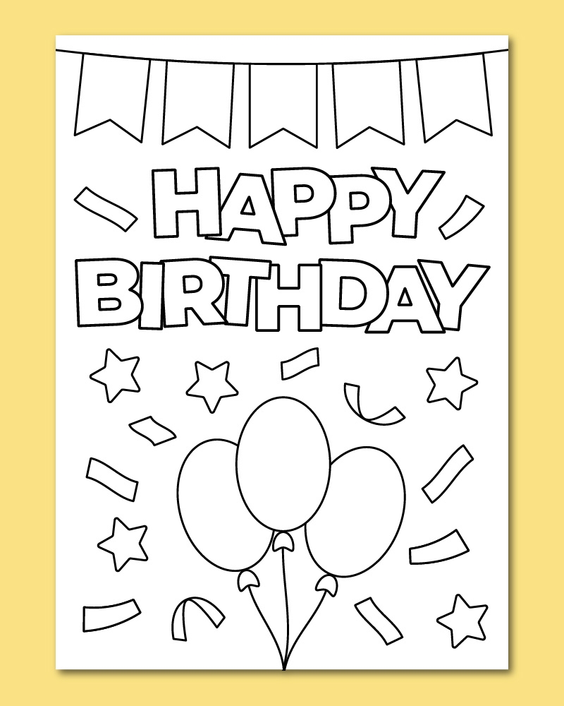 Free Printable Colorable Birthday Cards
