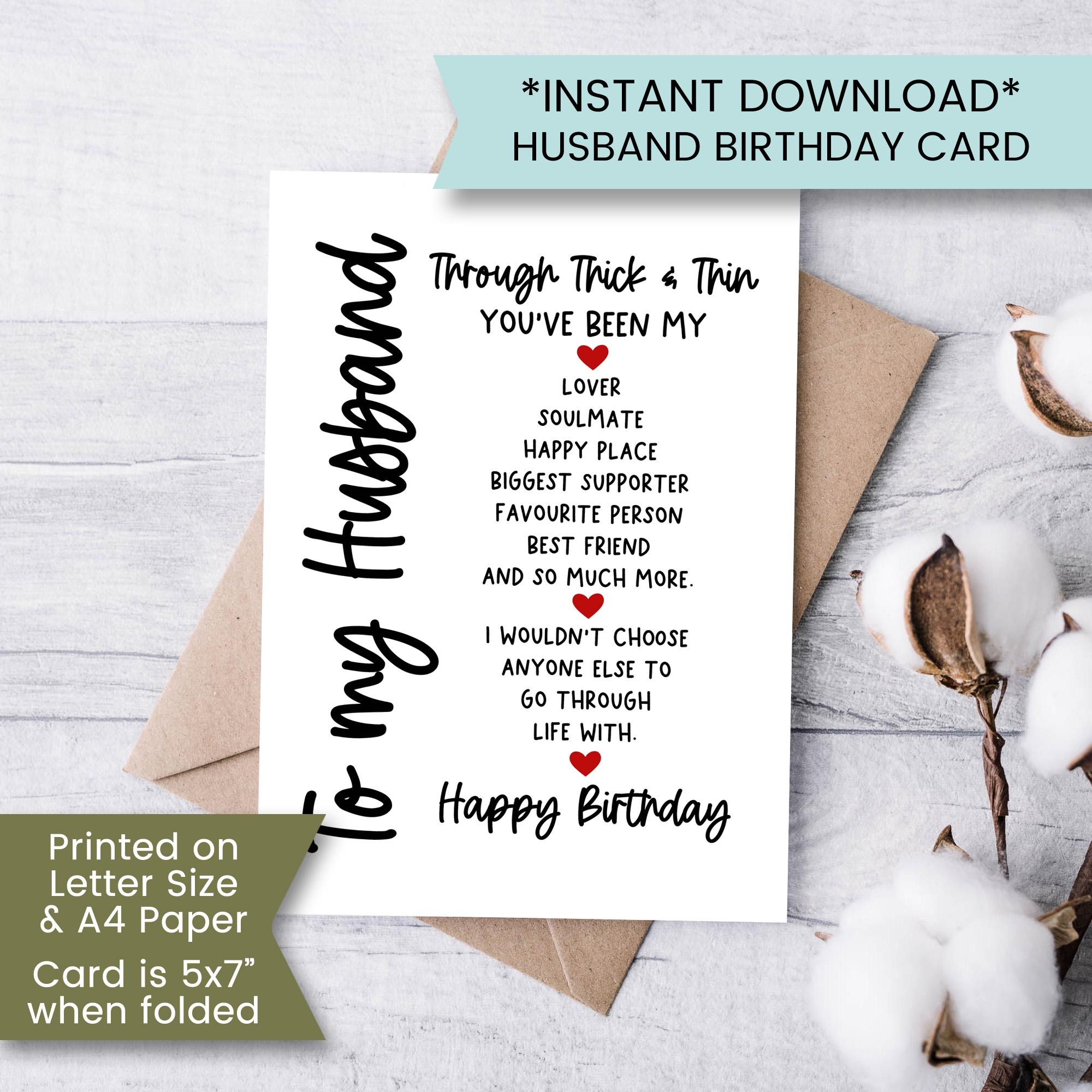 Printable Husband Birthday Card Birthday Card For Husband Birthday Card From Wife For My Husband For Soulmate Digital Download Etsy
