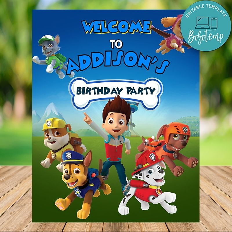 Printable Paw Patrol Birthday Sign Instant Download
