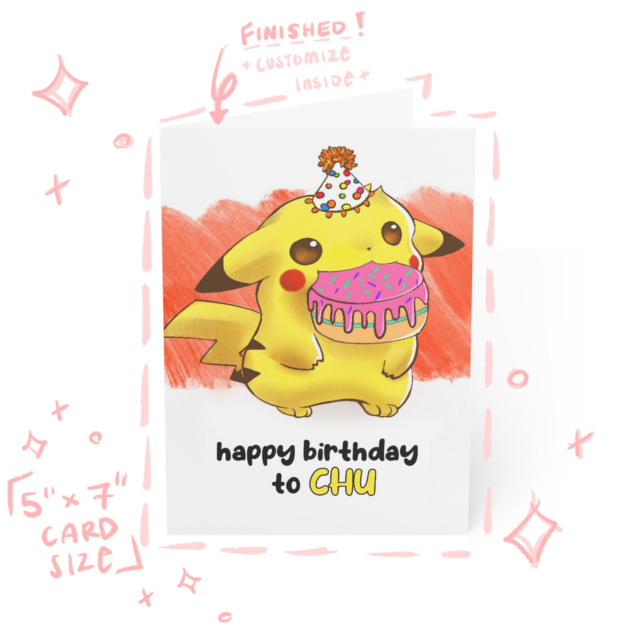 PRINTABLE Pikachu Birthday Card Instant Download Printable Card