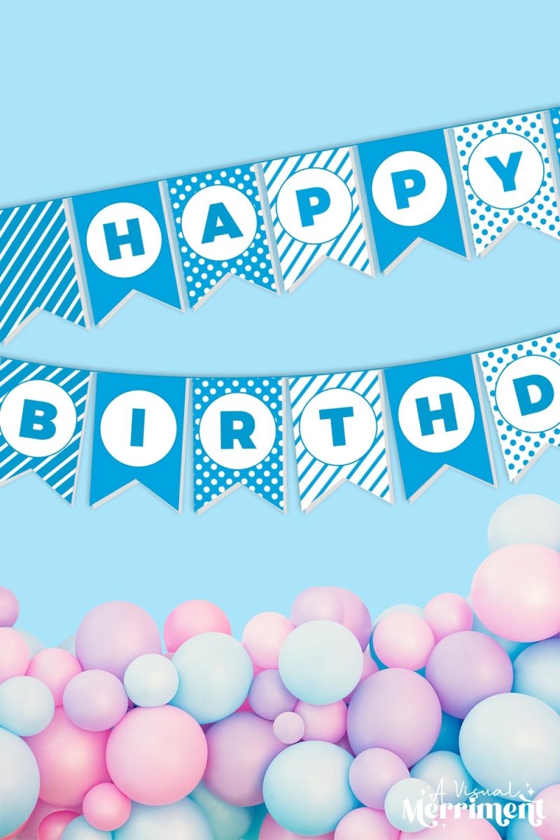 Simple Party DIY Printable Birthday Banner Aqua Blue Kids Crafts DIYs Parties Planning Home Decor