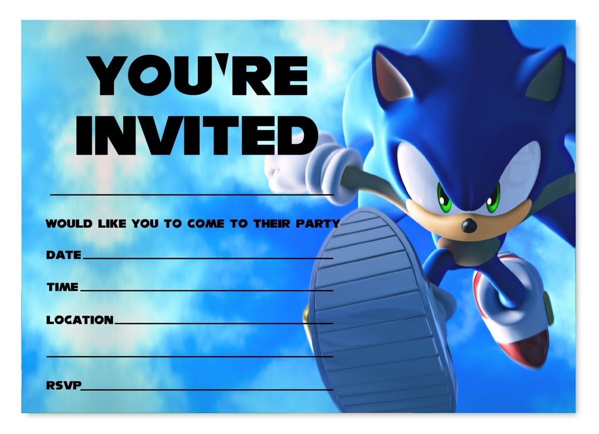 Sonic Party Invites Sonic Invitations Birthday Party Games Sonic 