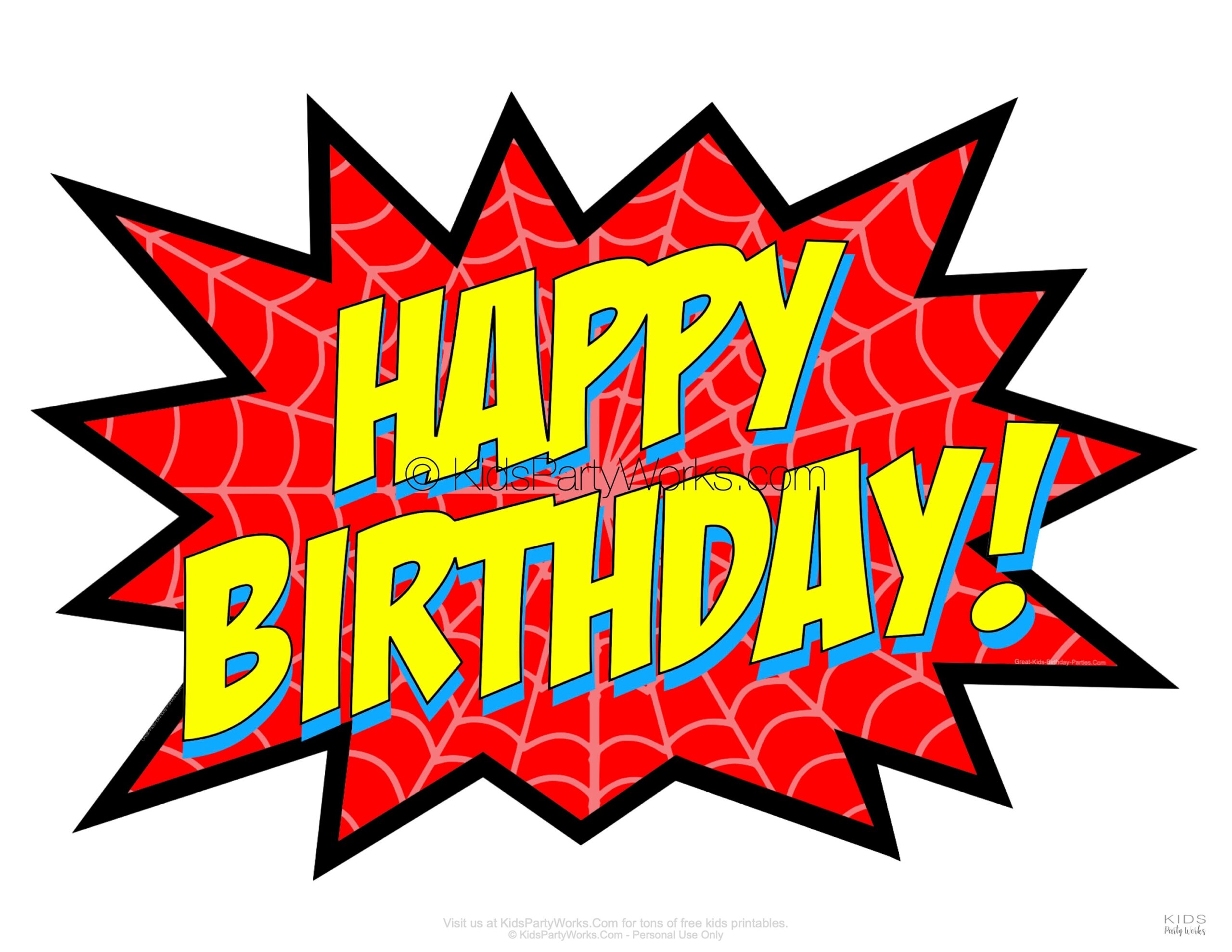 Printable Happy Birthday Spiderman