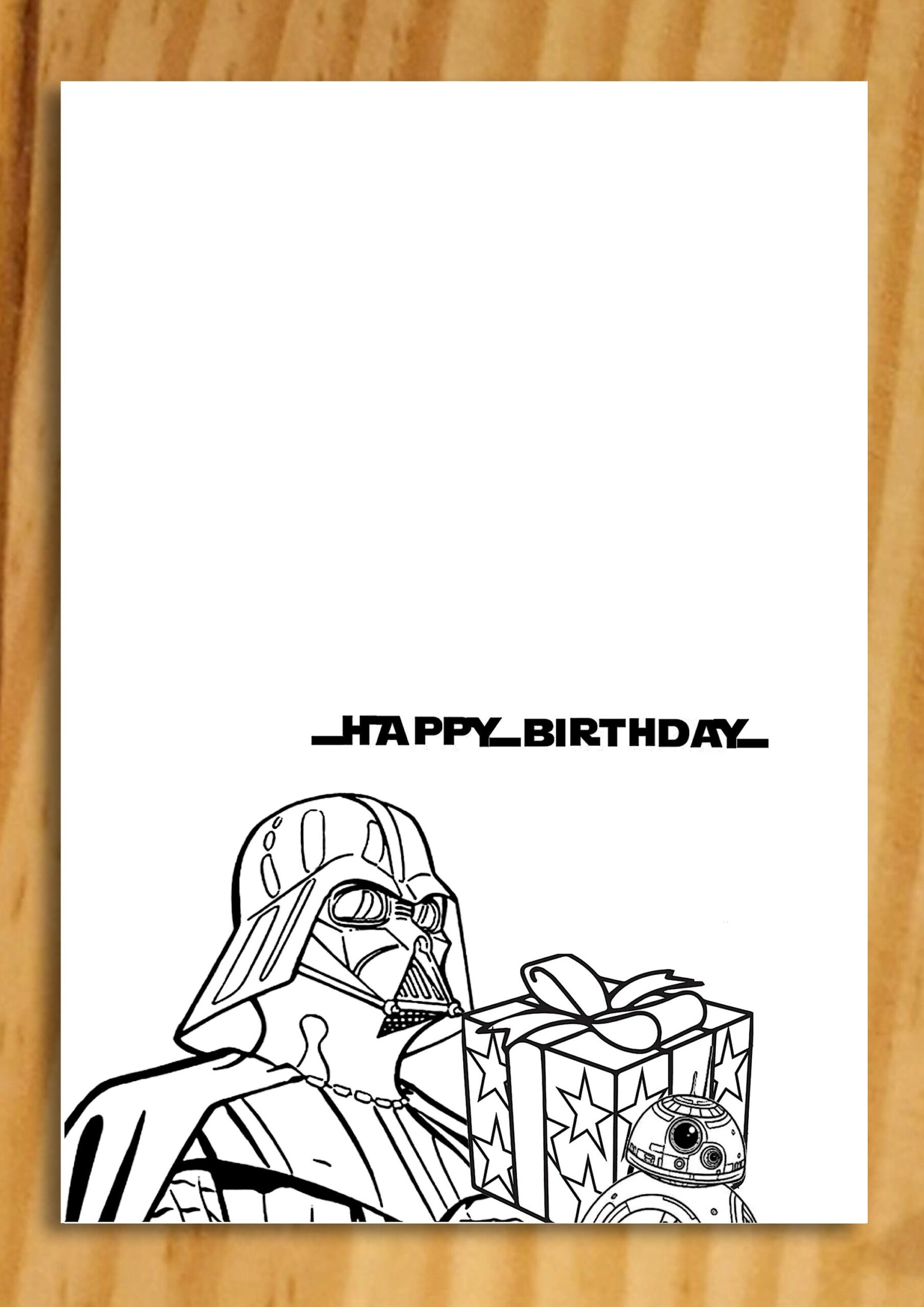 Star Wars Birthday Card Star Wars Colouring Card Darth Vader Birthday Card Instant Download Star Wars Card Printable Star Wars Card