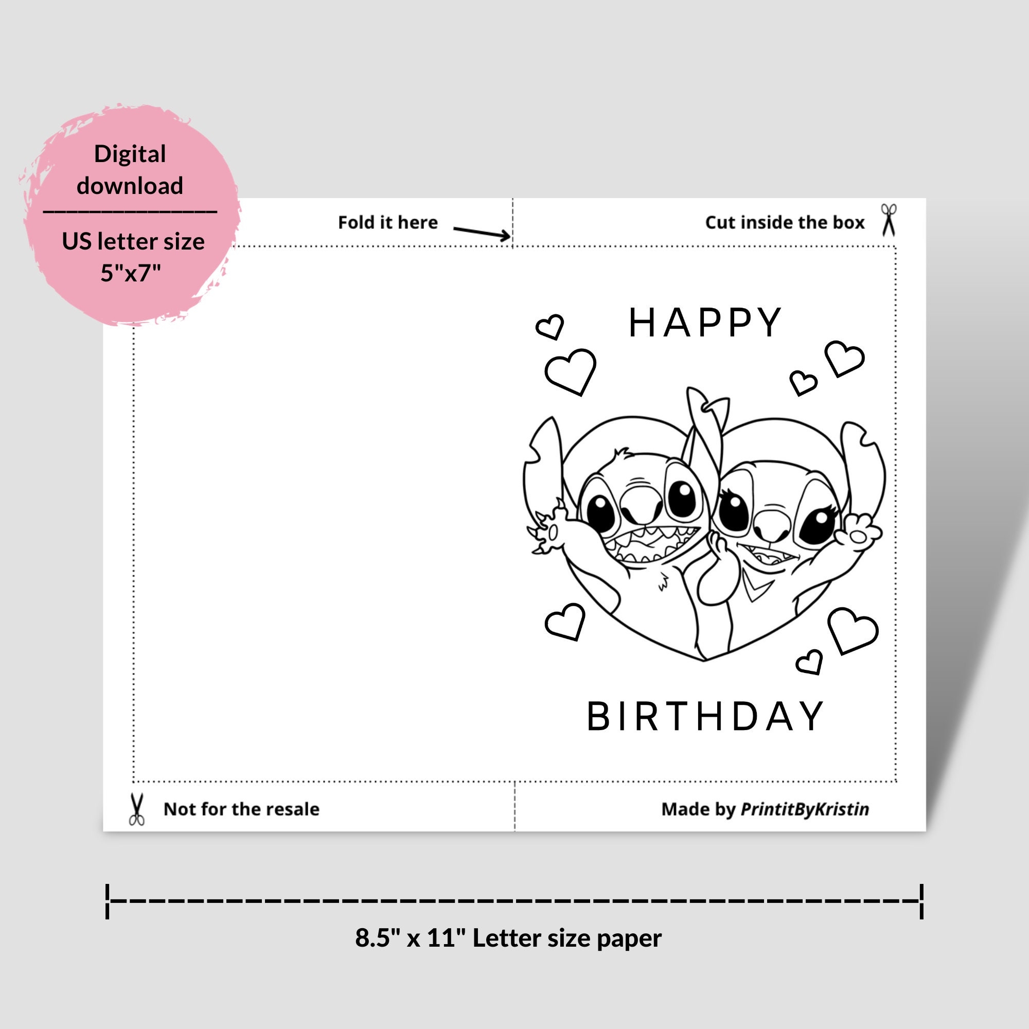 Stitch Coloring Pages Printable Stitch Birthday Cards Lilo And Stitch Happy Birthday Pages Instant Download Stitch Greetings For Coloring Etsy