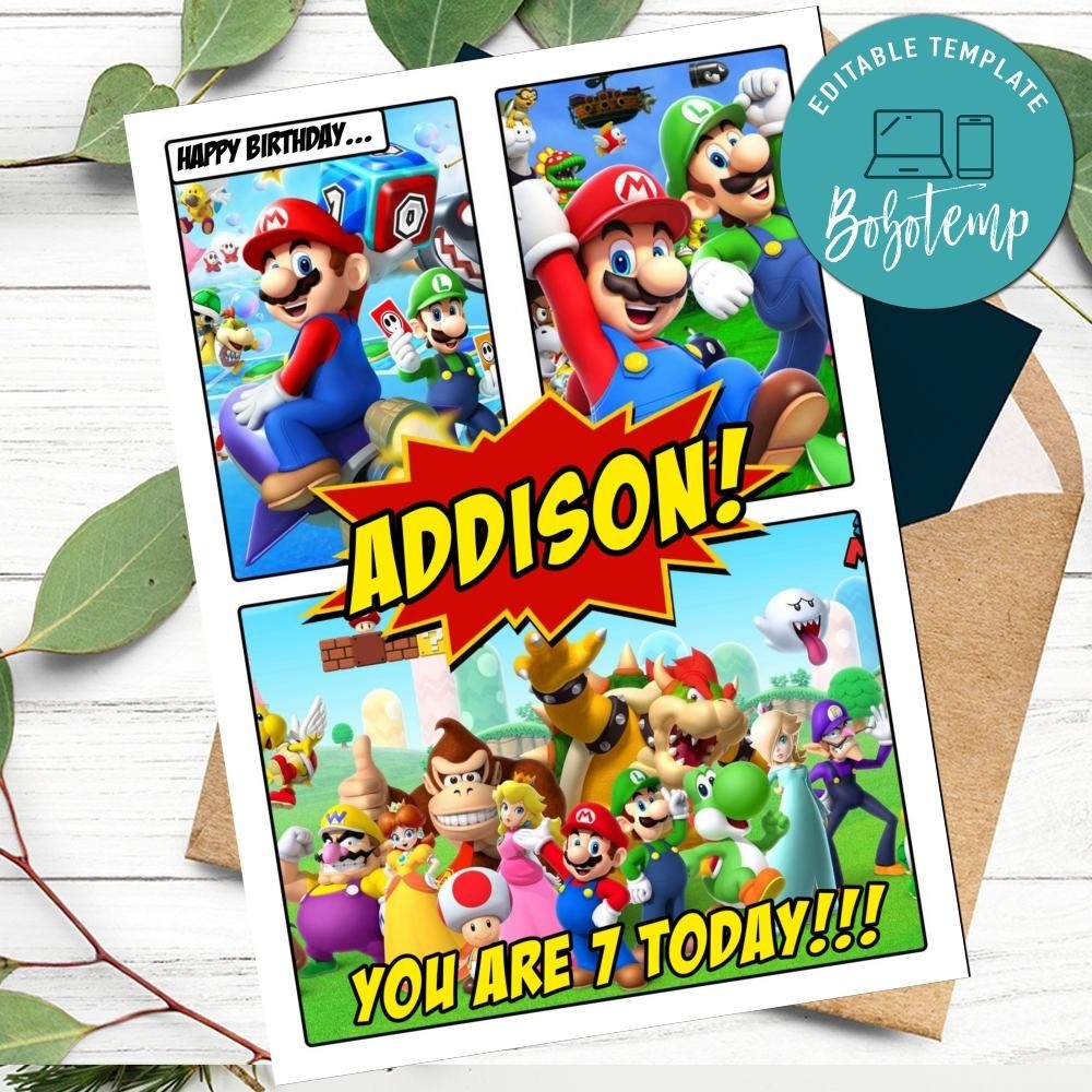 Super Mario Birthday Card For Your Kids To Print At Home DIY Bobotemp Super Mario Birthday Card For Your Kids To Print At Home DIY Bobotemp