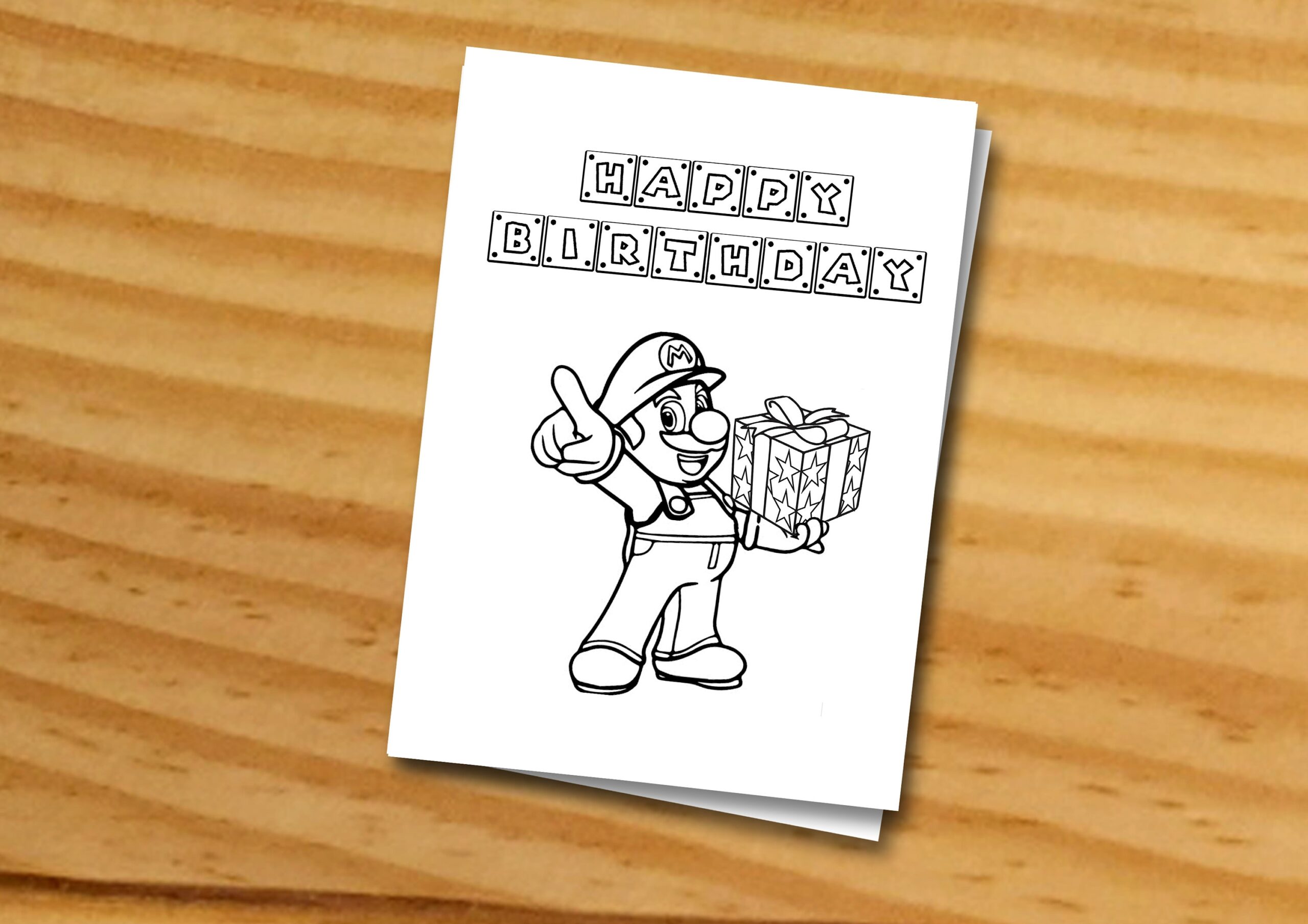 Super Mario Card Super Mario Birthday Card Super Mario Coloring Card Printable Super Mario Coloring Card Instant Printable Birthday Card