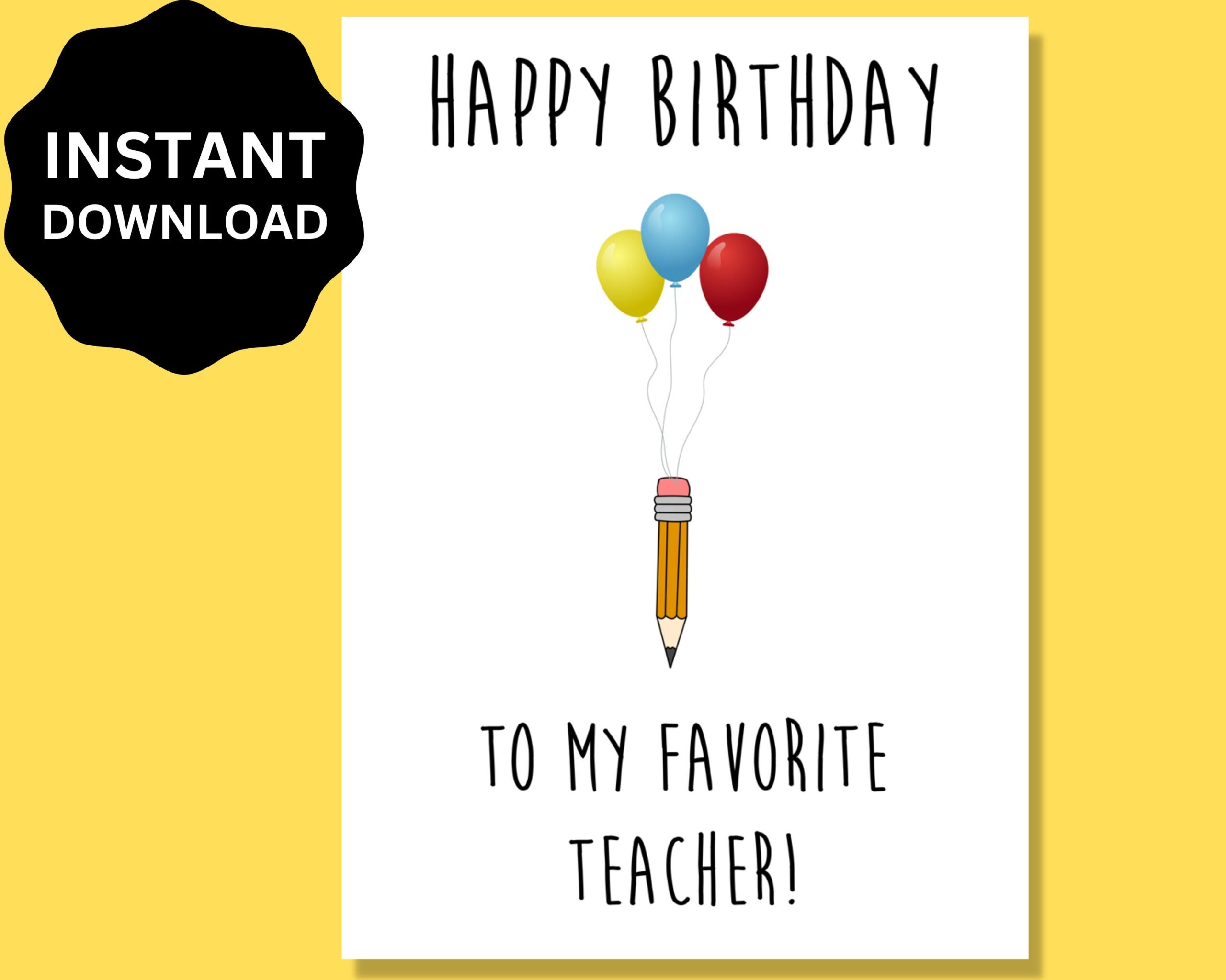 Teacher Birthday Card Printable Happy Birthday Card For Teacher Downloadable Cards For Teachers Birthday Gifts For Teacher Etsy