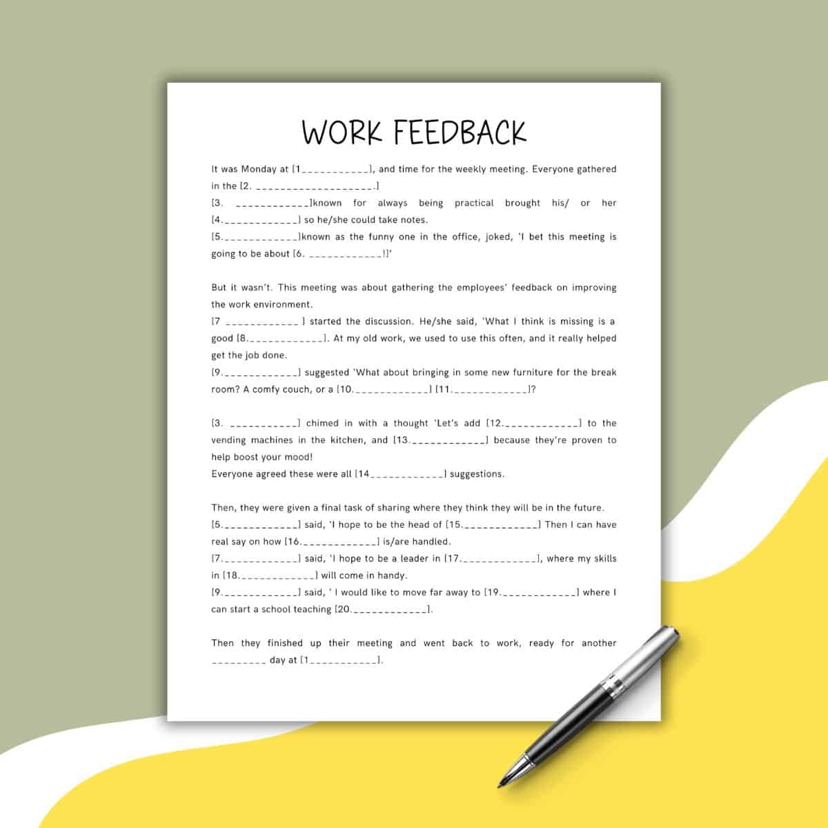 The Best Free Mad Libs Style Story For Your Workplace Love U0026 Laugh Games