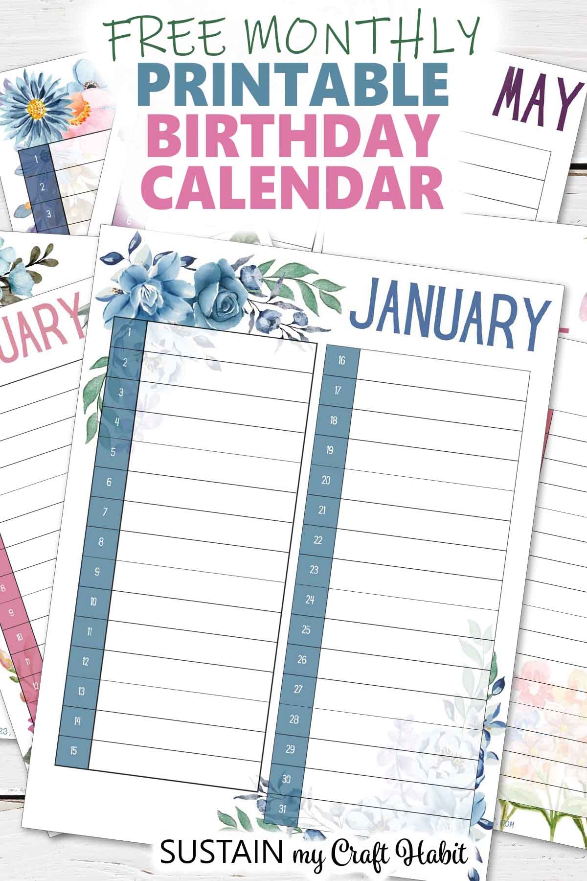free printable birthday calendar free printable birthday calendar