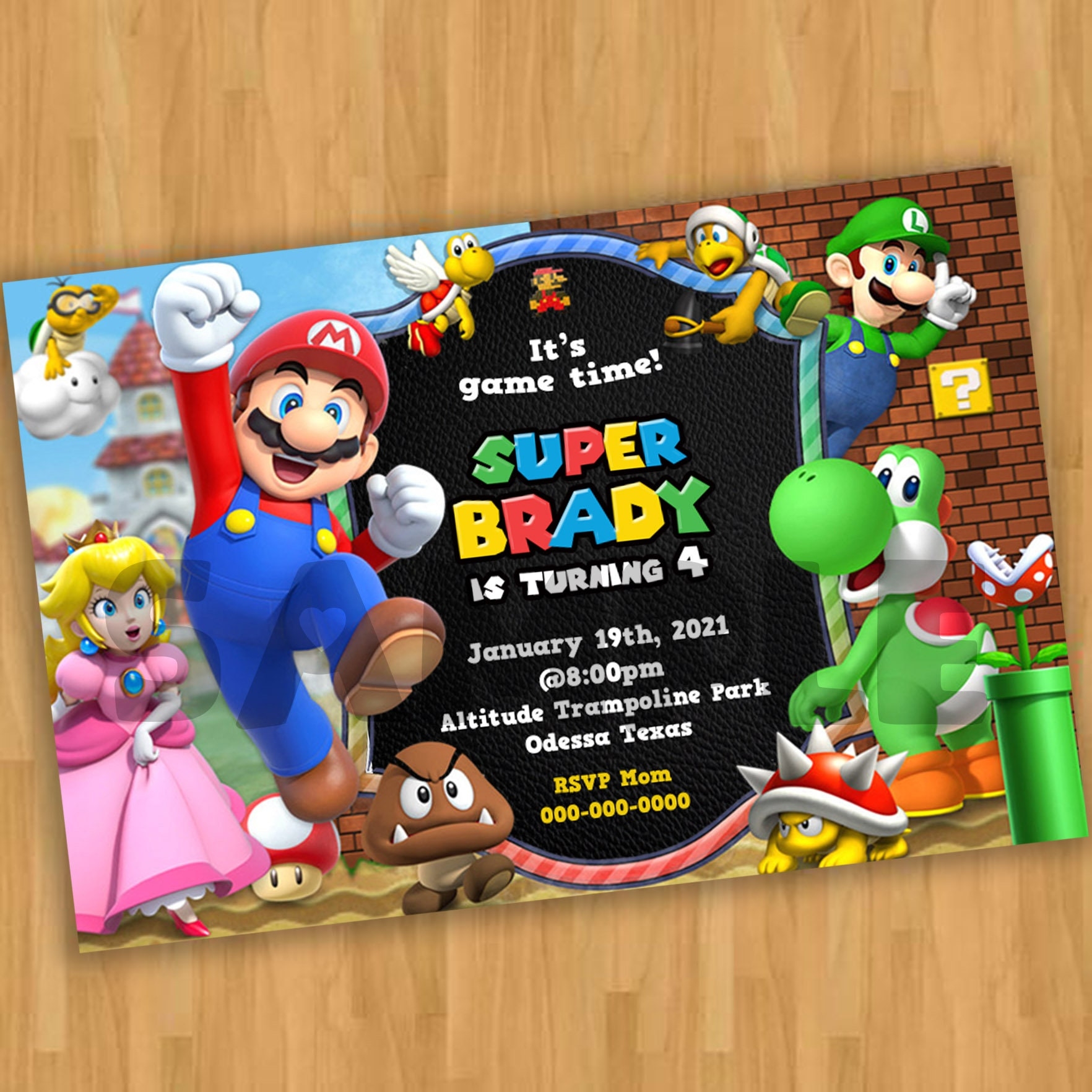 To My Favorite Brother Bros Birthday Super Mario Printable Birthday Card Little Brother