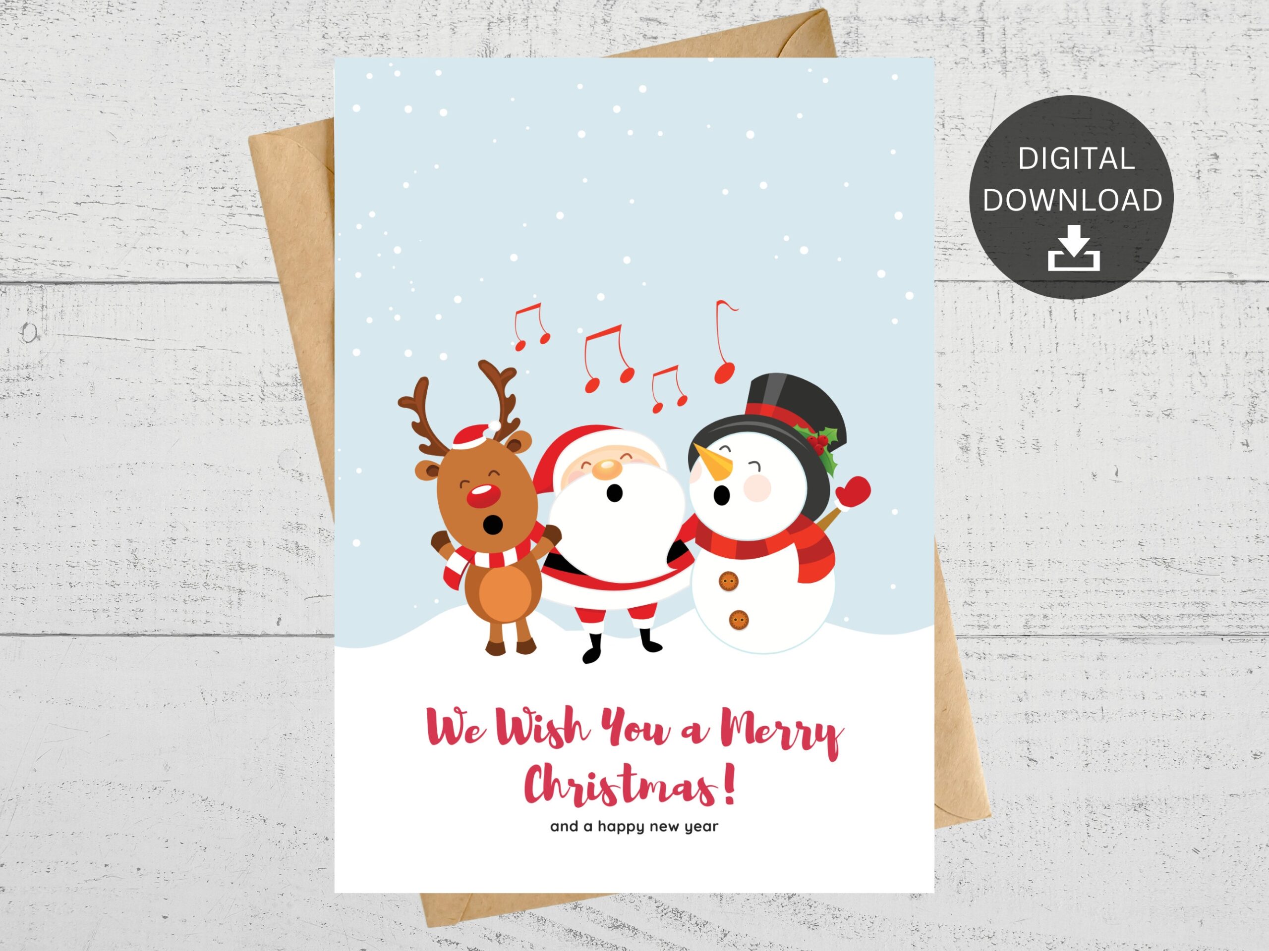 We Wish You A Merry Christmas U0026 A Happy New Year Printable Holiday Card Handmade Gift Santa And Friends Funny Instant Digital Download We Wish You A Merry Christmas U0026 A Happy New Year Printable Holiday Card Handmade Gift Santa And Friends Funny Instant Digital Download
